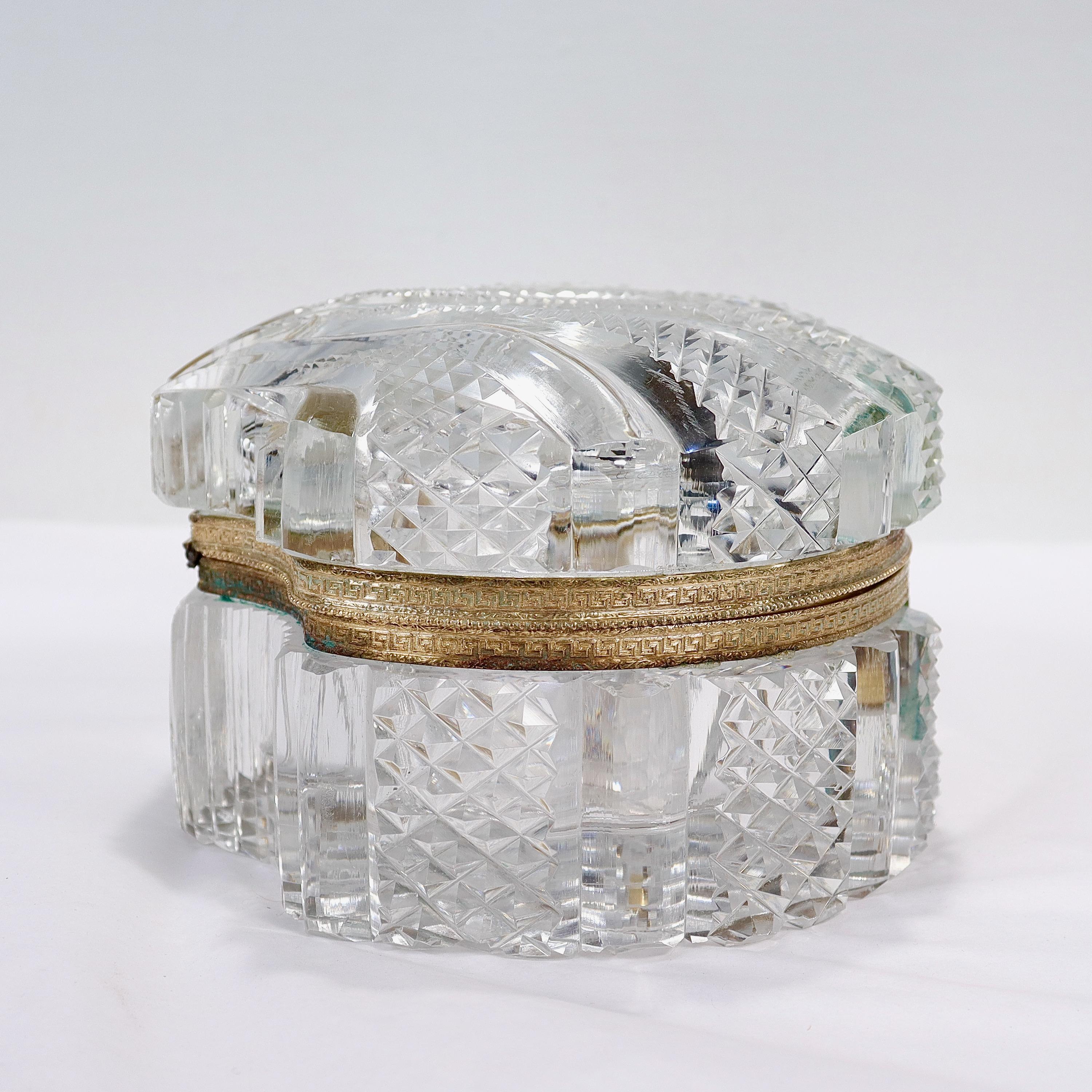 Antique French Charles X Style Cut Glass Shell Shaped Casket or Table Box For Sale 4