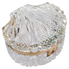 Antique French Charles X Style Cut Glass Shell Shaped Casket or Table Box