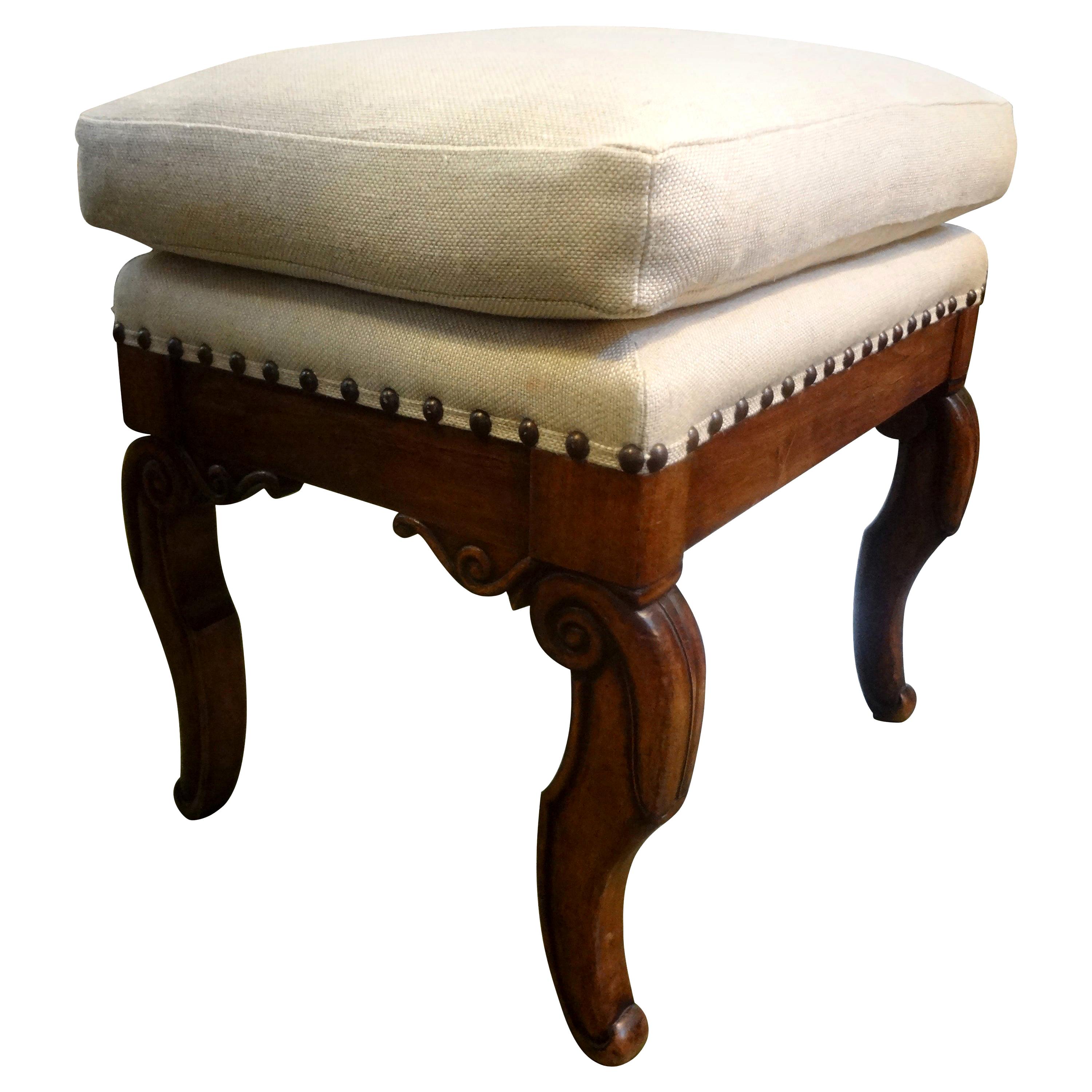 Antique French Charles X-Walnut Ottoman