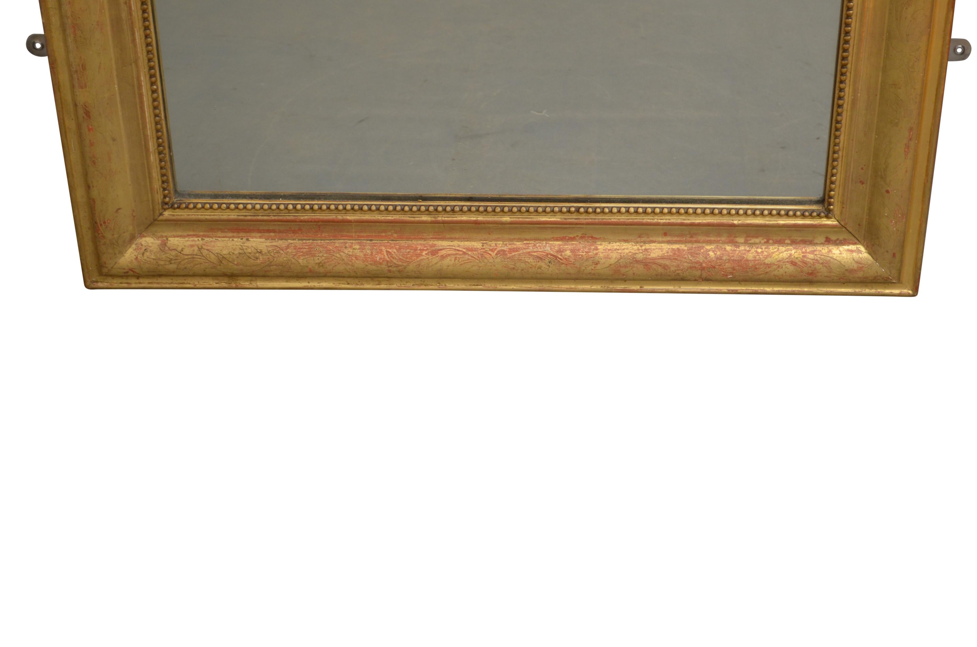Antique Chateau French Espejo de pared de madera dorada Espejo de muelle c1870 Luis Felipe en venta