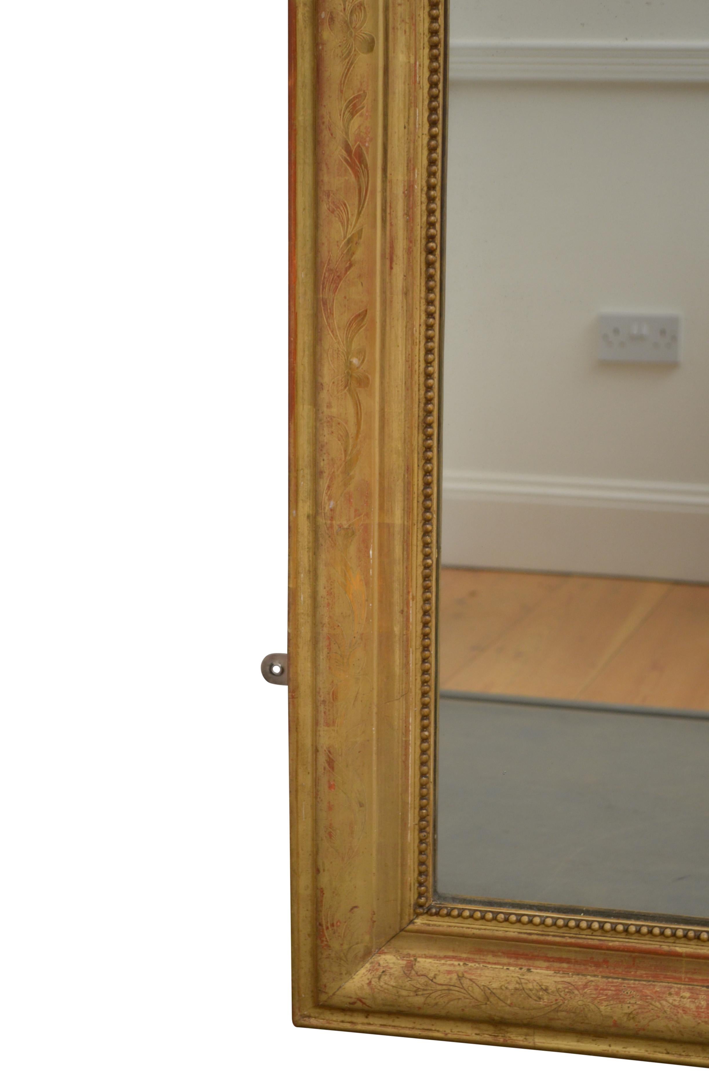 Antique Chateau French Espejo de pared de madera dorada Espejo de muelle c1870 Francés en venta