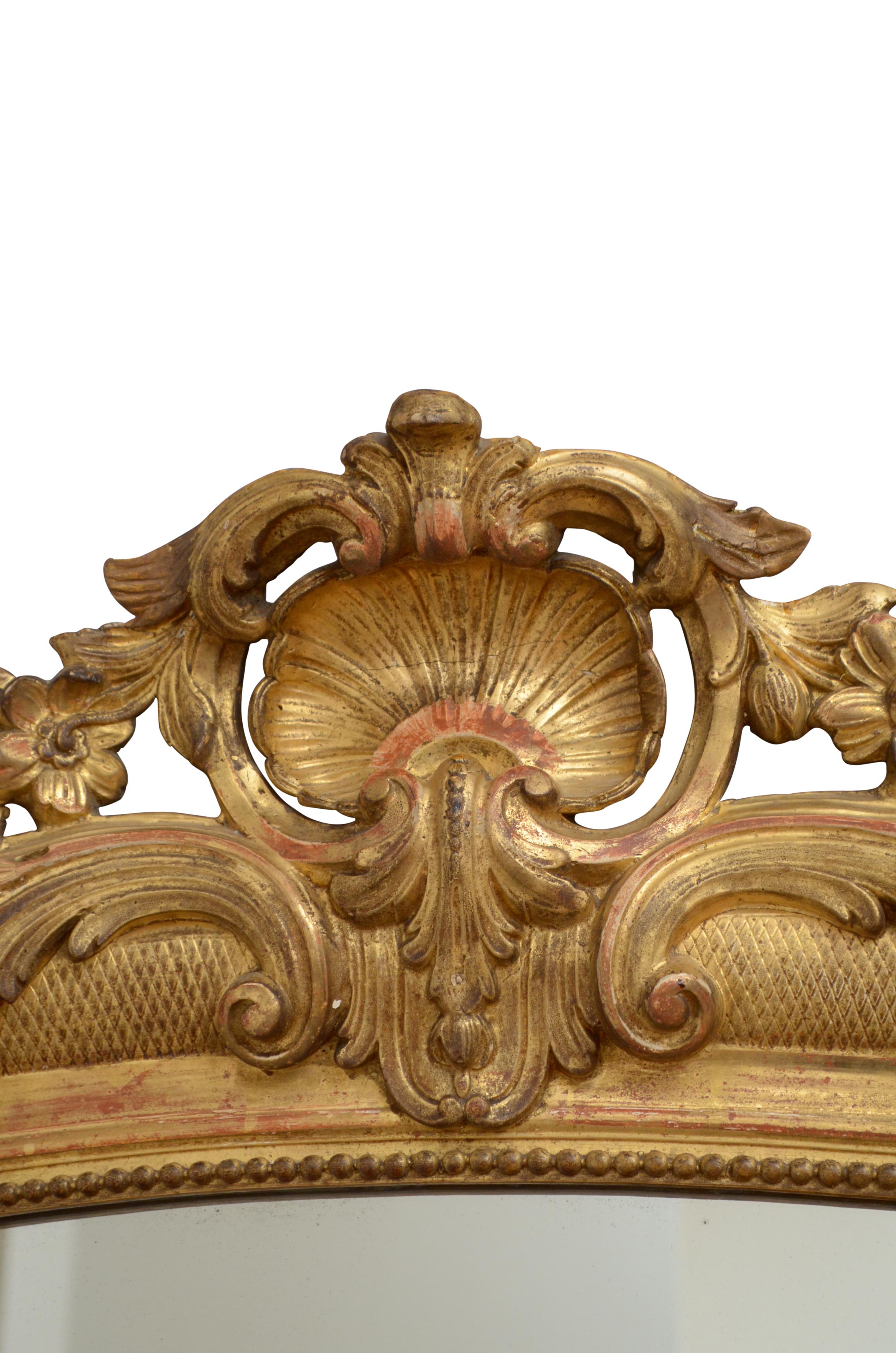 Antique Chateau French Espejo de pared de madera dorada Espejo de muelle c1870 en venta 1