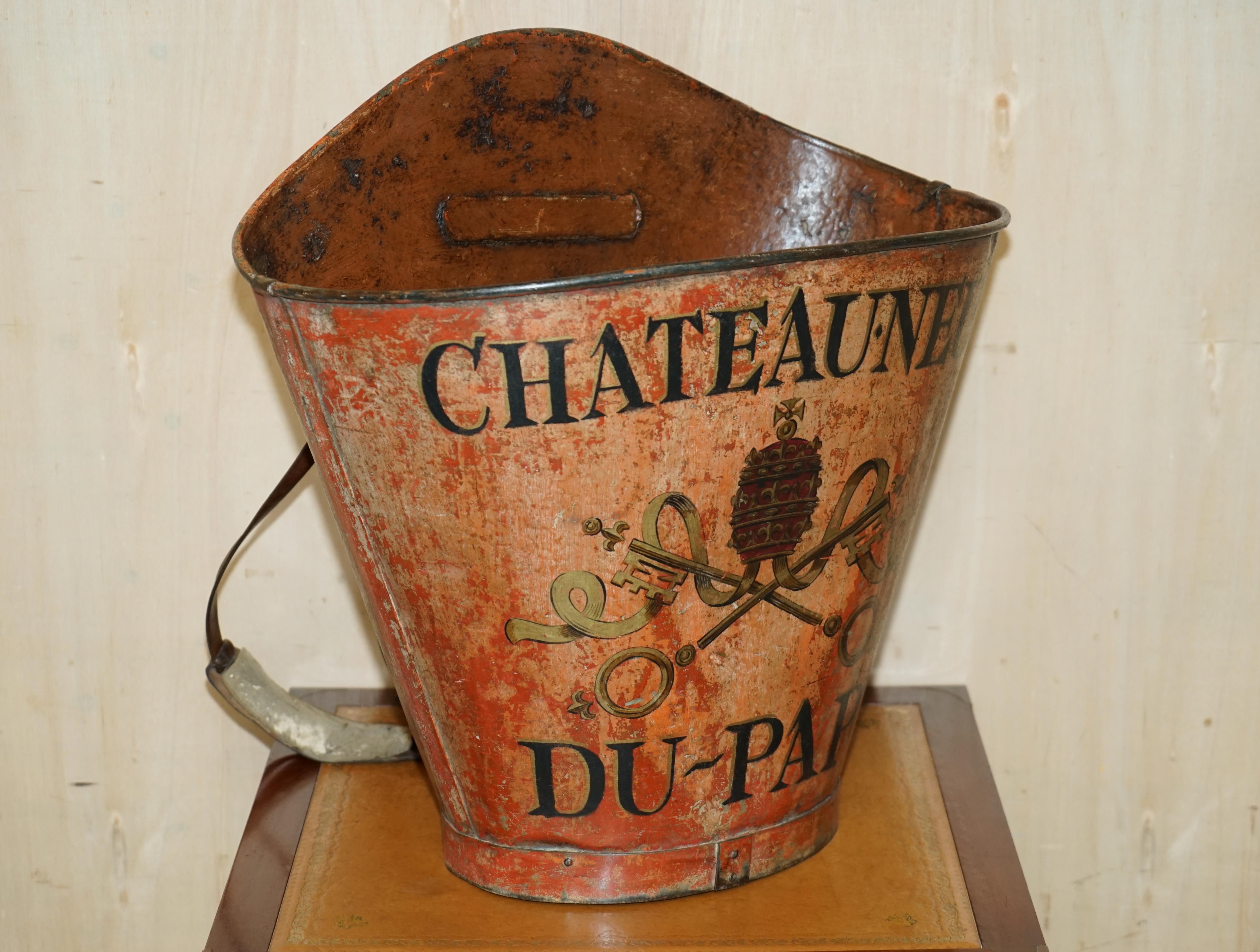 We are delighted to offer for sale this stunning original circa 1860-1880 French Grape Hod with paint armorial reading CHATEAUNEF DU PAPE.

A truly stunning and super original example, ideally suited as a coat scuttle, log bin or umbrella stand in