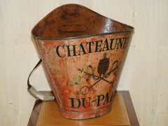Antique French Chateaunef Du Pape Decorative Grape Hod Original Leather Straps