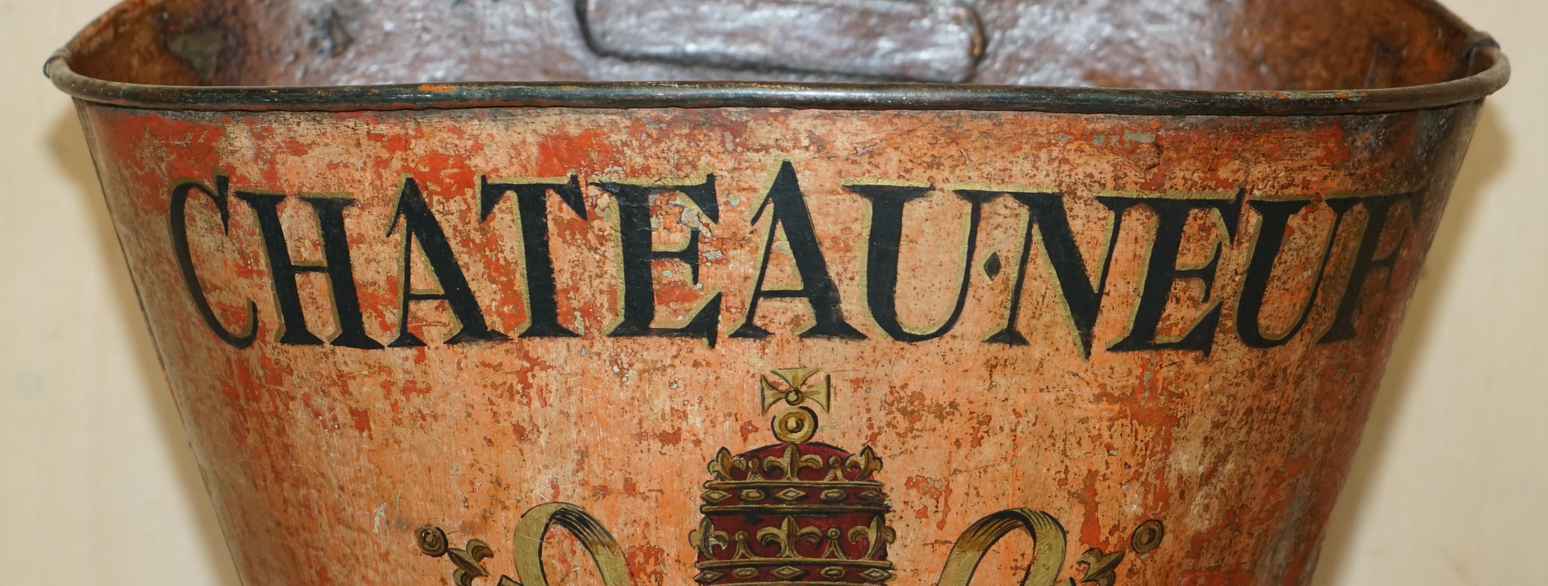 Mid-19th Century Antique French Chateaunef Du Pape Decorative Grape Hod Original Leather Straps