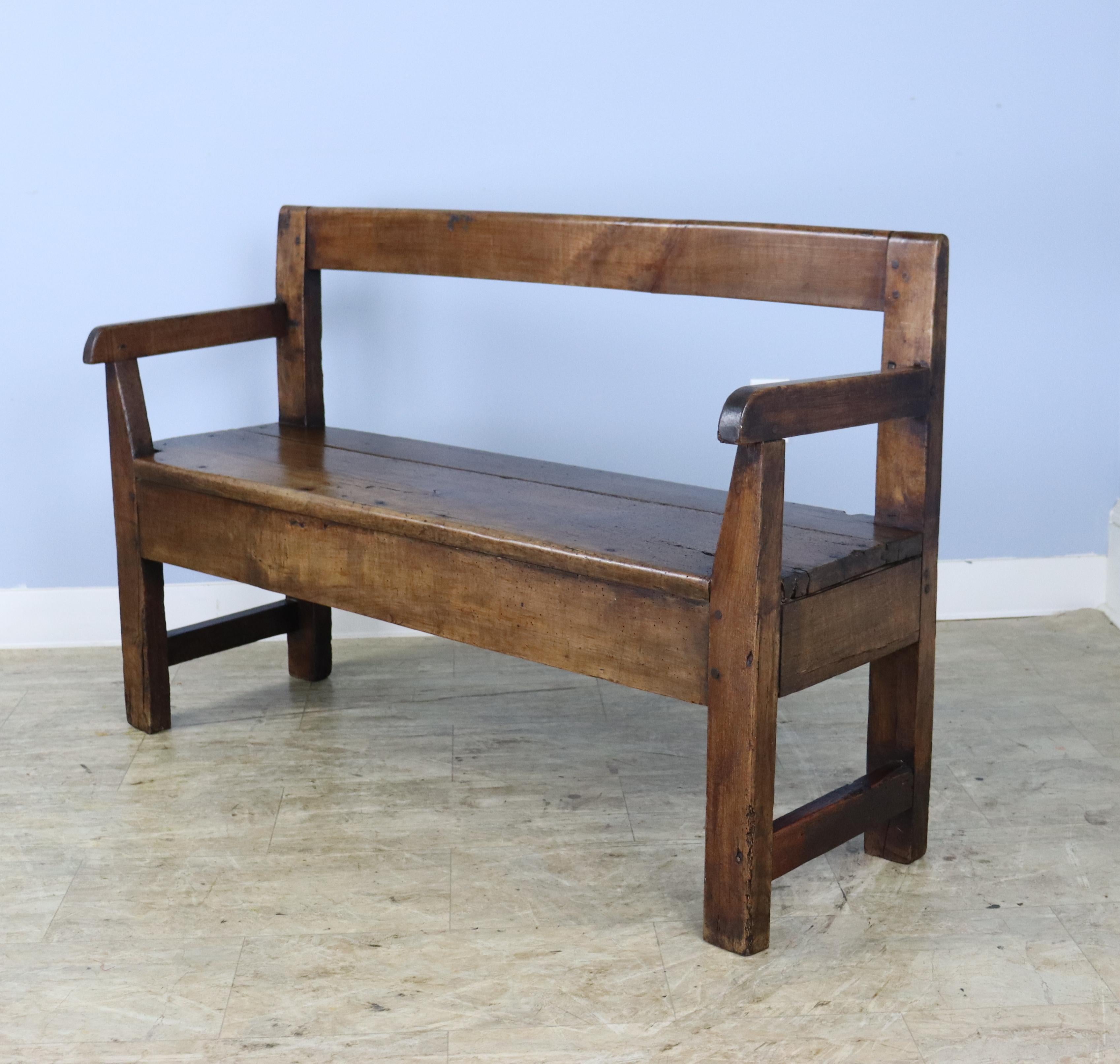 19th Century Antique French Cherry Bench For Sale