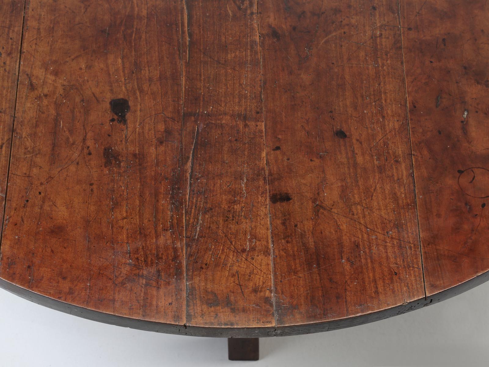 Mid-20th Century Antique French Cherrywood Coffee Table Created from an Old Wine Tasting Table