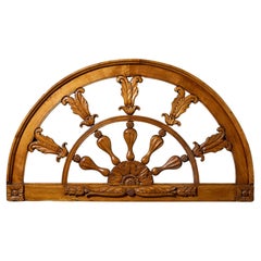 Antique French Cherry Wood Demilune Wall Panel or Headboard