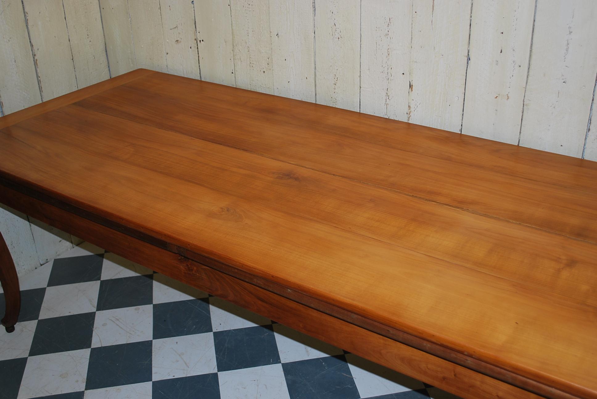 French Provincial Antique French Cherrywood Farmhouse Kitchen Dining Table For Sale