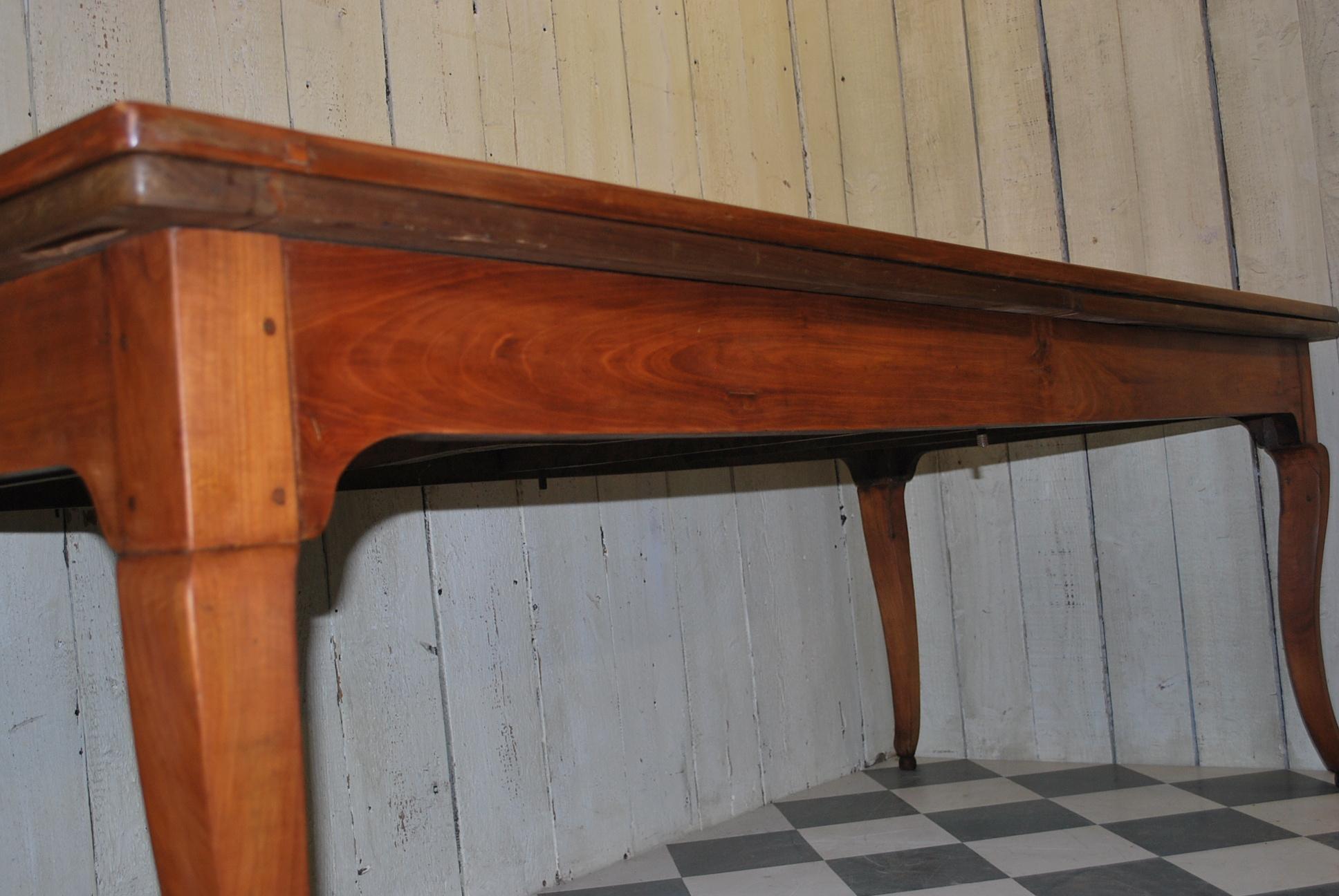 Late 19th Century Antique French Cherrywood Farmhouse Kitchen Dining Table For Sale