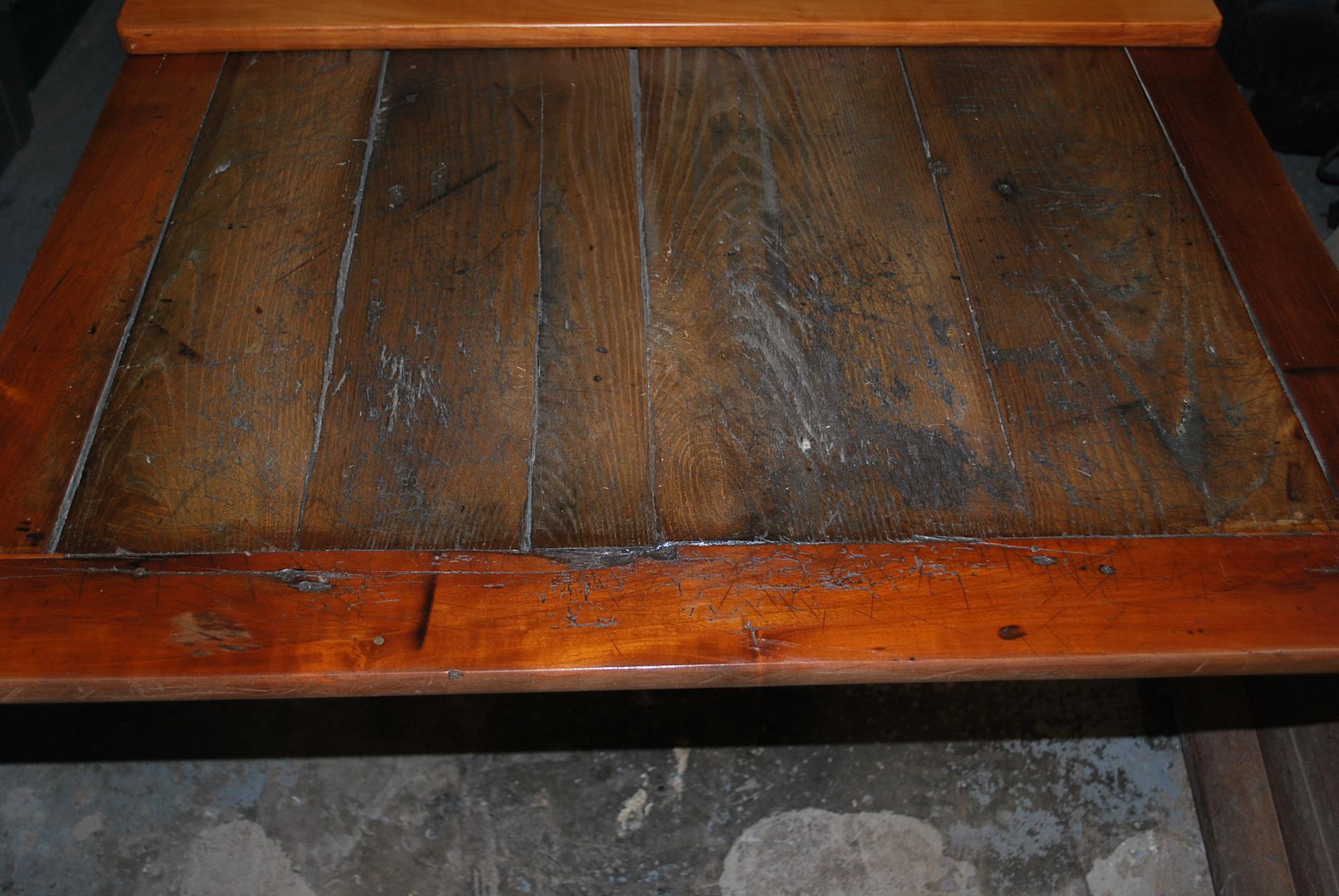 Antique French Cherrywood Farmhouse Kitchen Dining Table For Sale 3