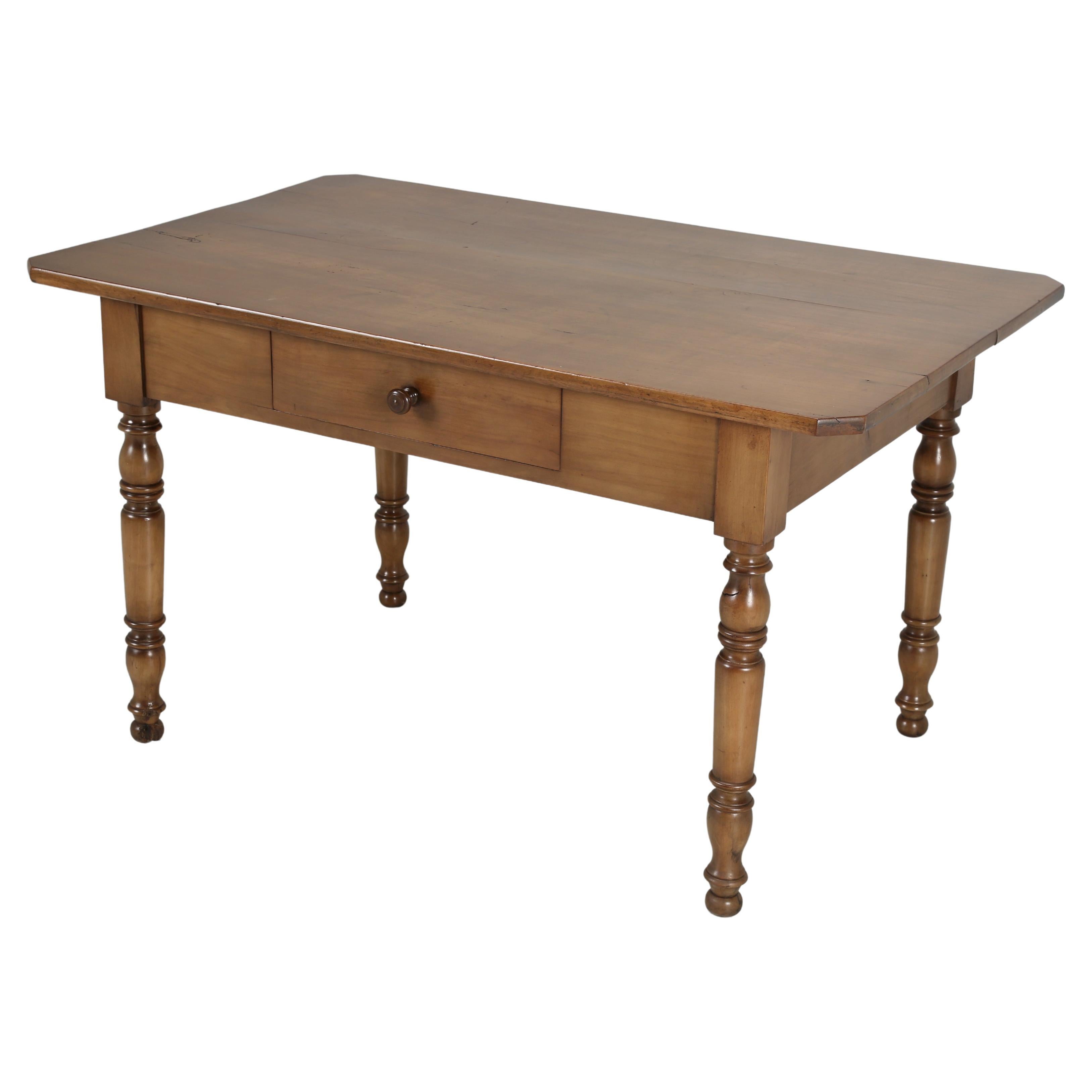 Antique French Cherry Wood Kitchen Table or Small Desk or Writing Table Restored For Sale