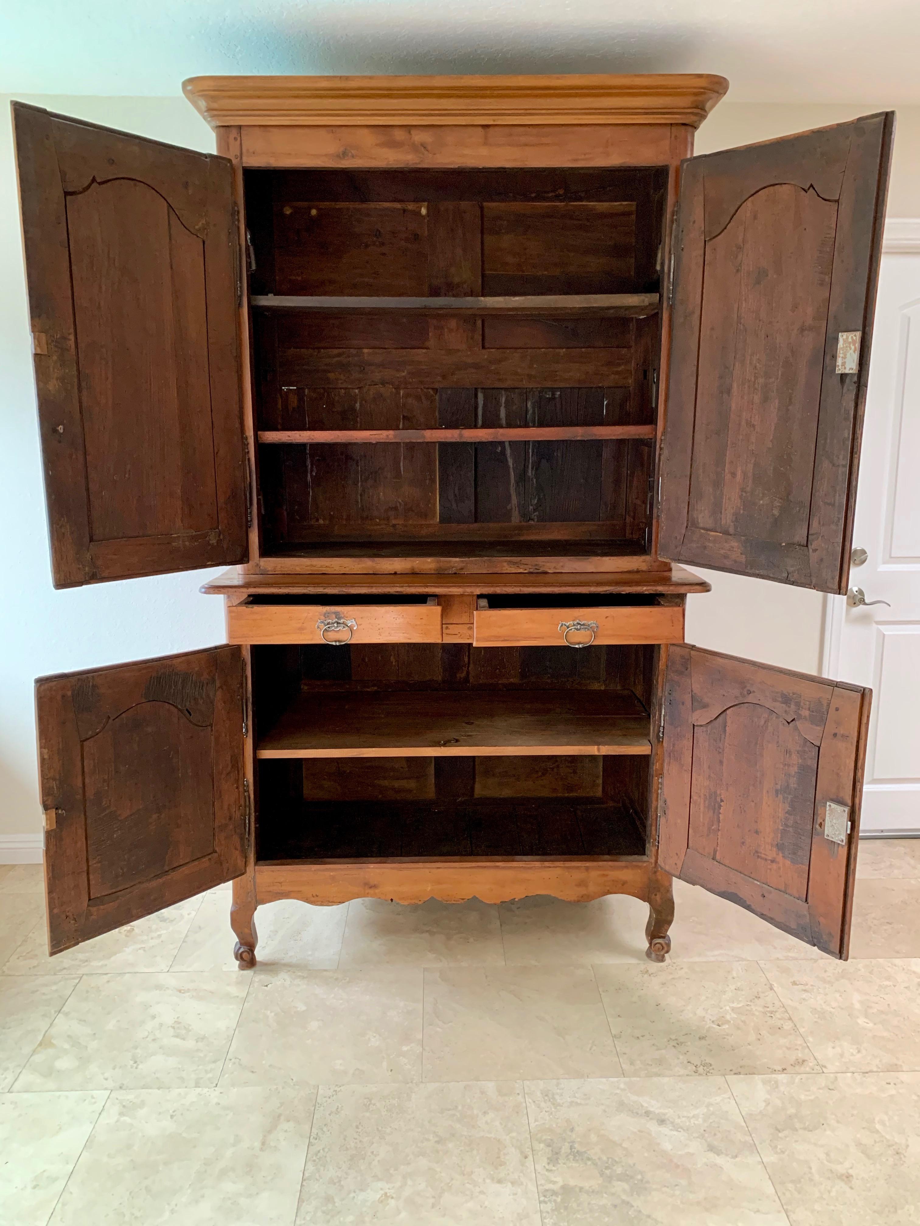 Antique French Cherrywood Buffet Deux Corp For Sale 5