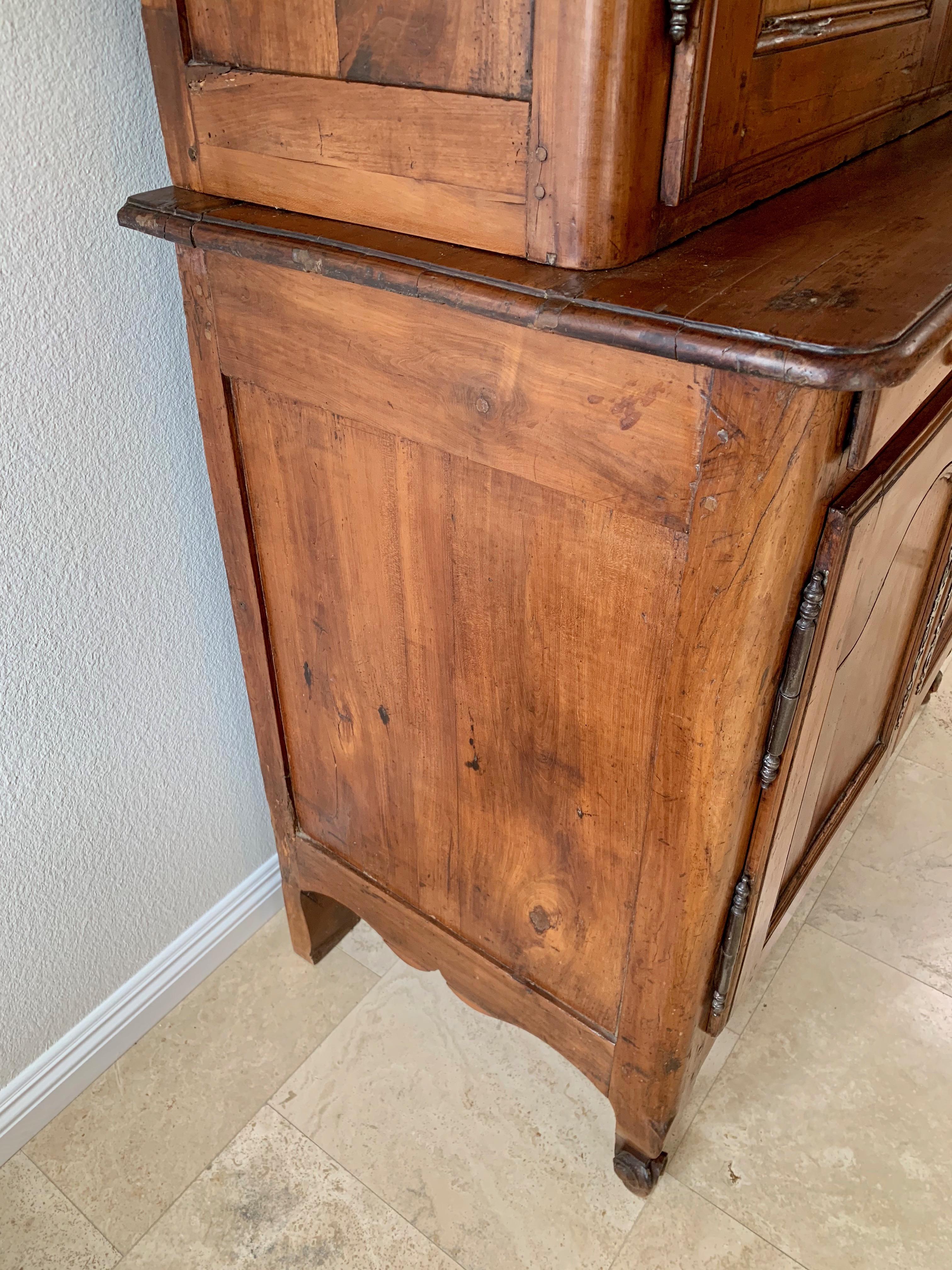 Antique French Cherrywood Buffet Deux Corp For Sale 1