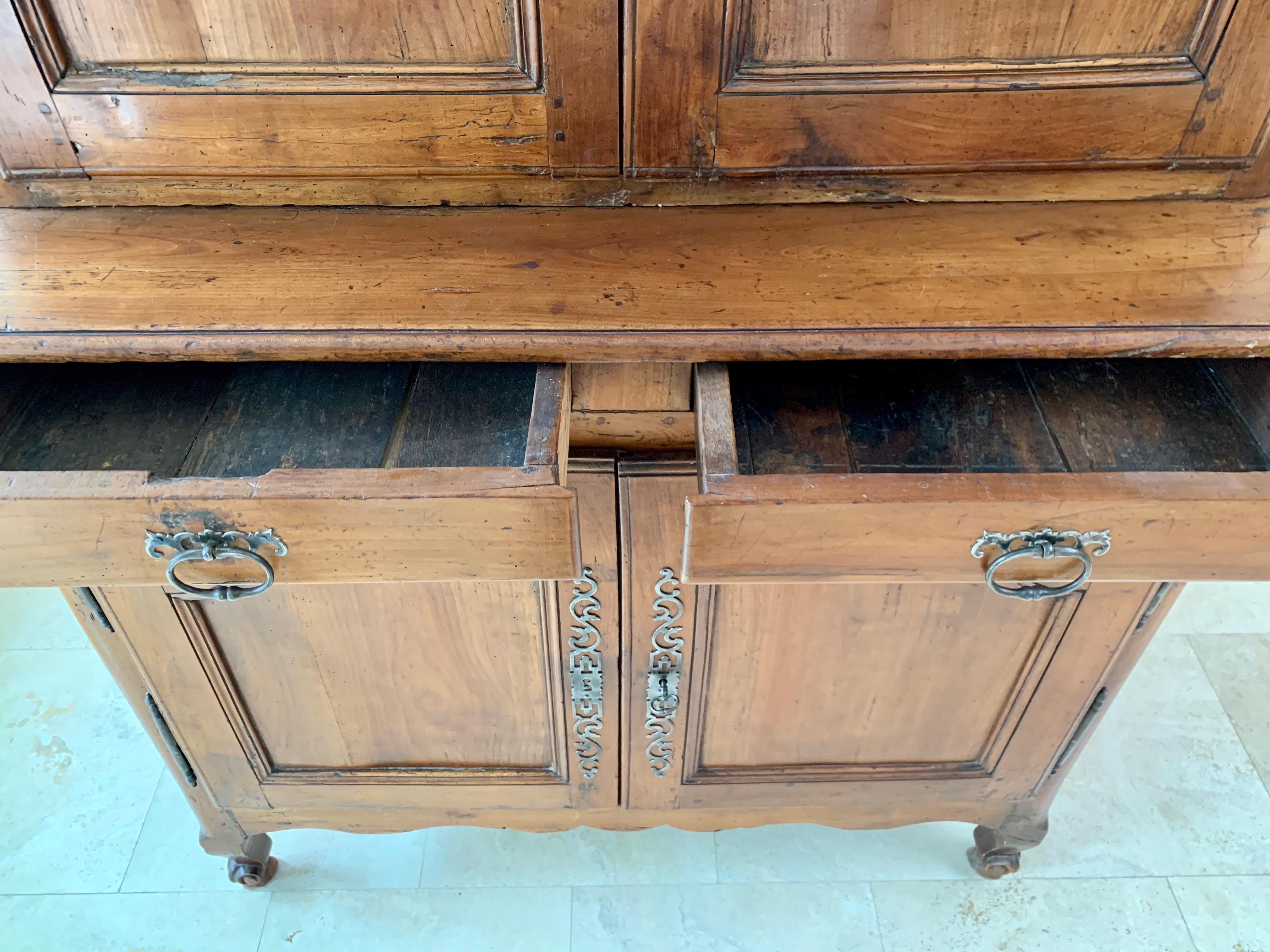 Antique French Cherrywood Buffet Deux Corp For Sale 4