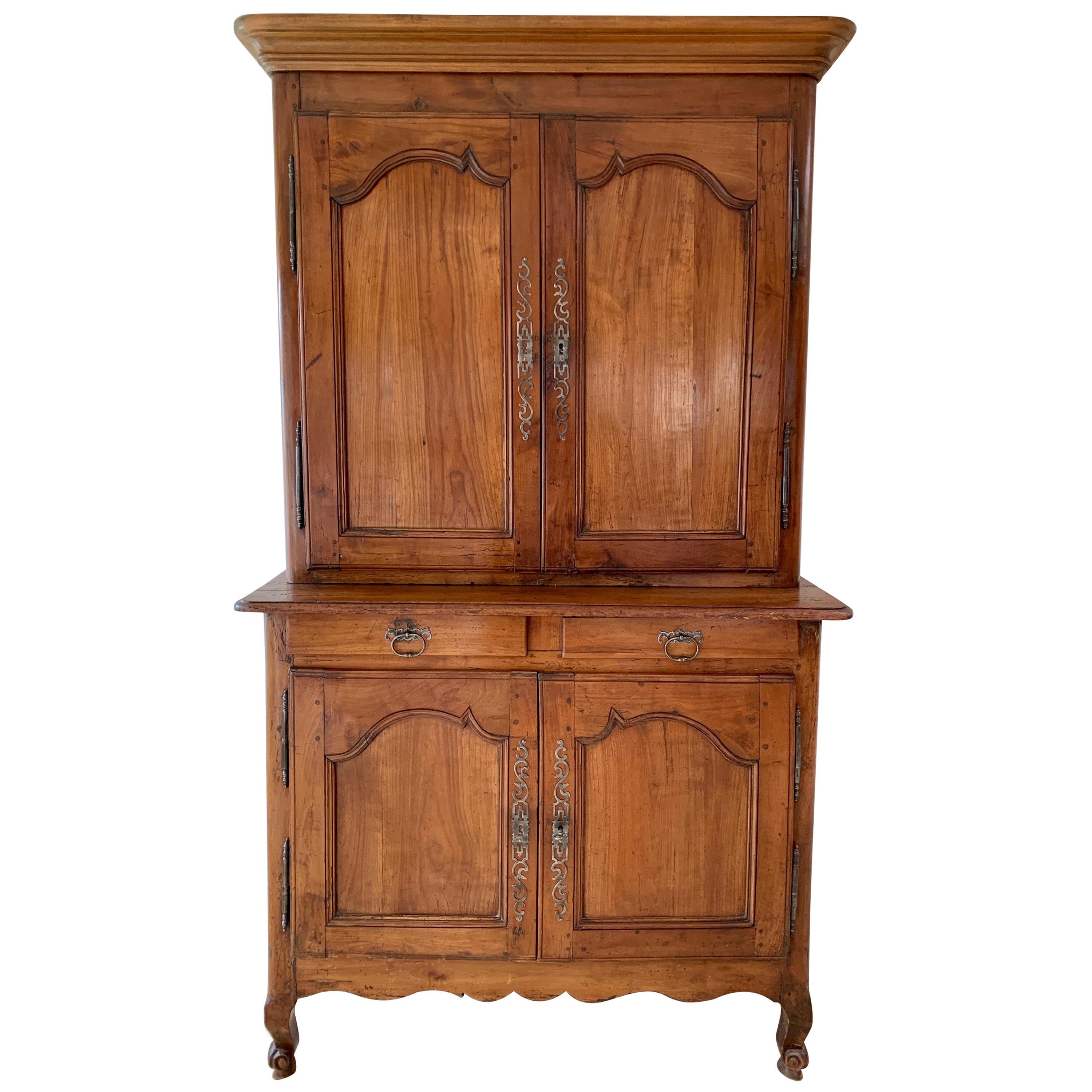 Antique French Cherrywood Buffet Deux Corp For Sale