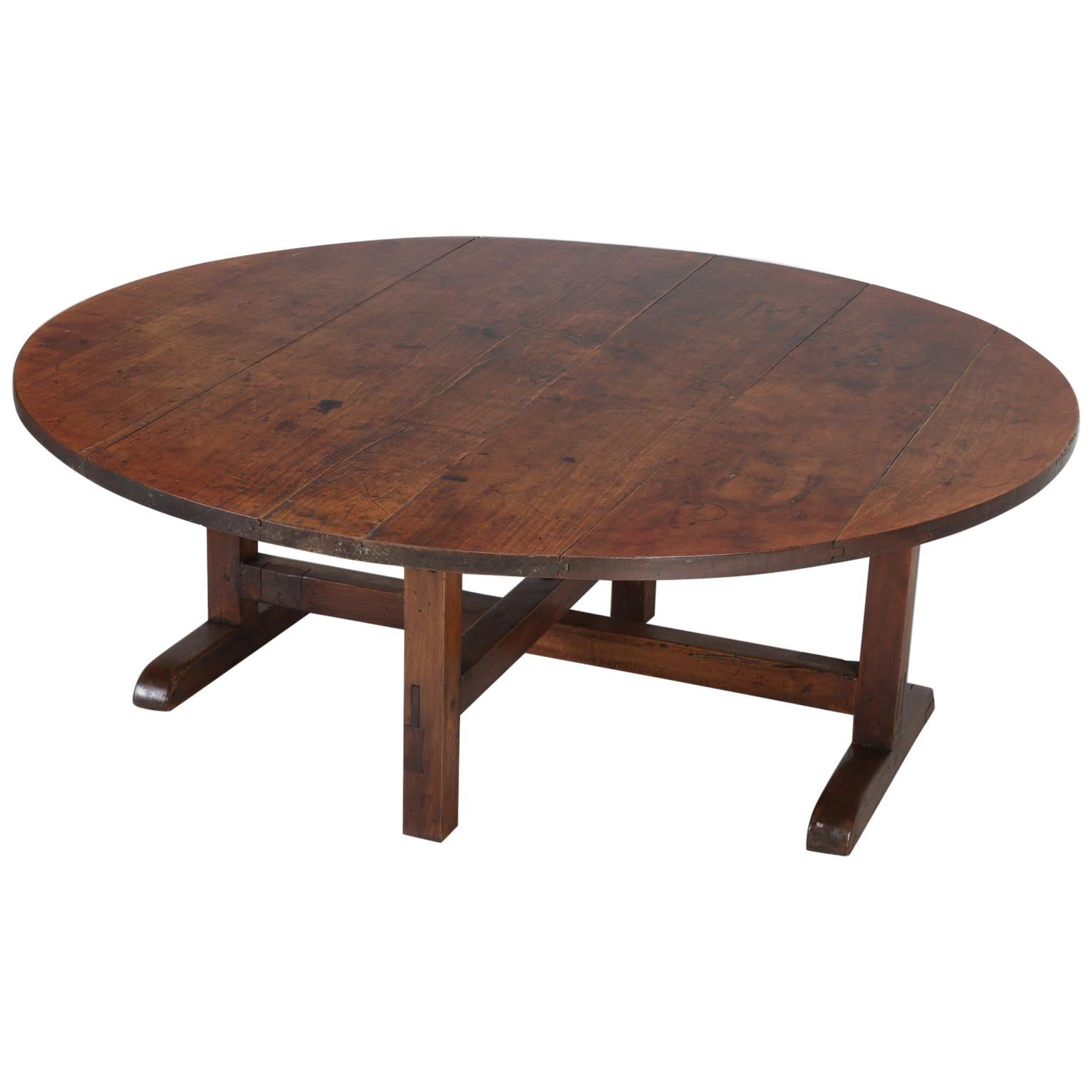 Antique French Cherrywood Coffee Table Created from an Old Wine Tasting Table