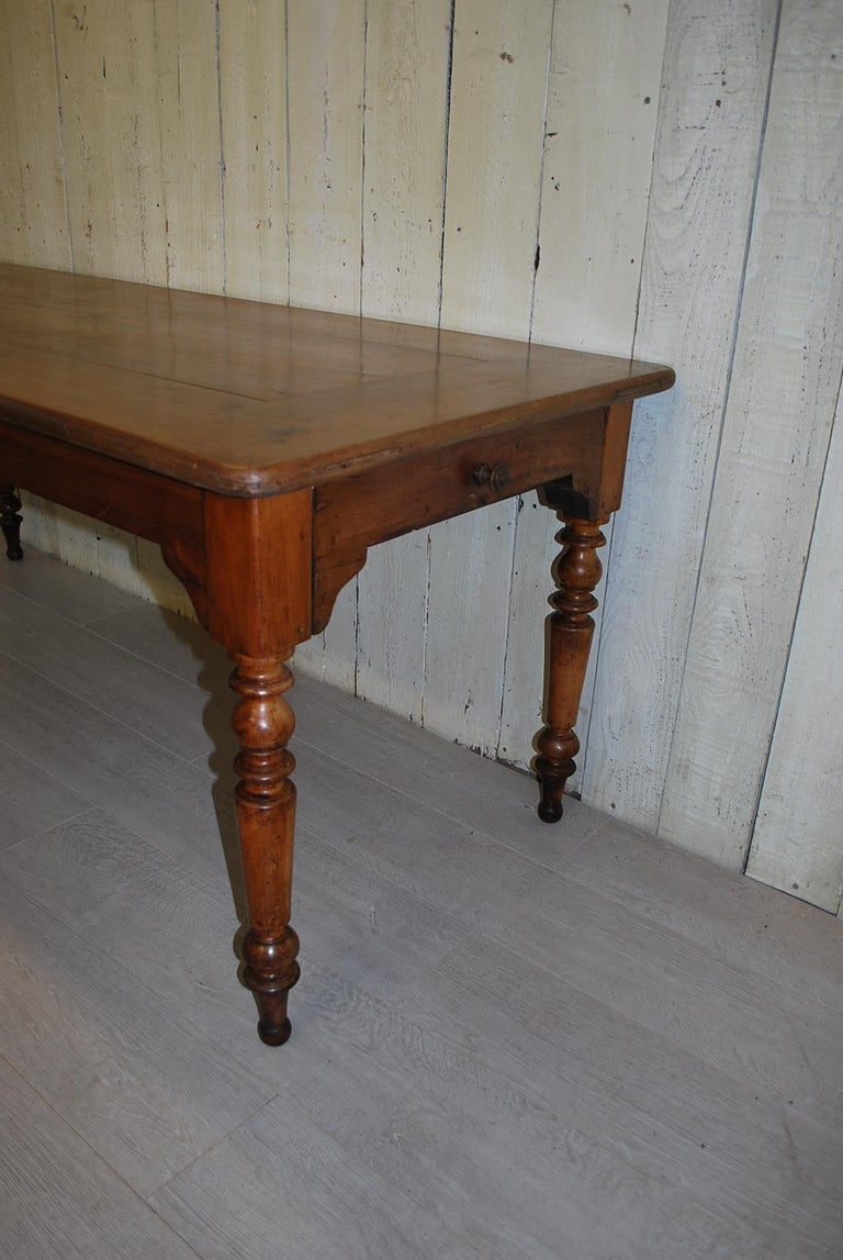 Antique French Cherrywood Farmhouse kitchen dining Table For Sale at