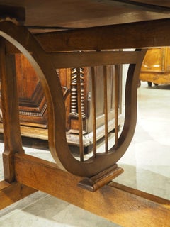 Antique French Cherrywood Wine Tasting Table with Lyre Support, Circa 1890