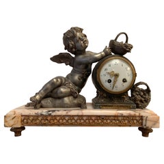 Antique French Cherub Mantel Clock By Francois Moreau