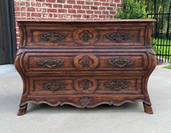 Antique French Chest of Drawers Commode Bombe Carved Walnut Louis XV 19th C