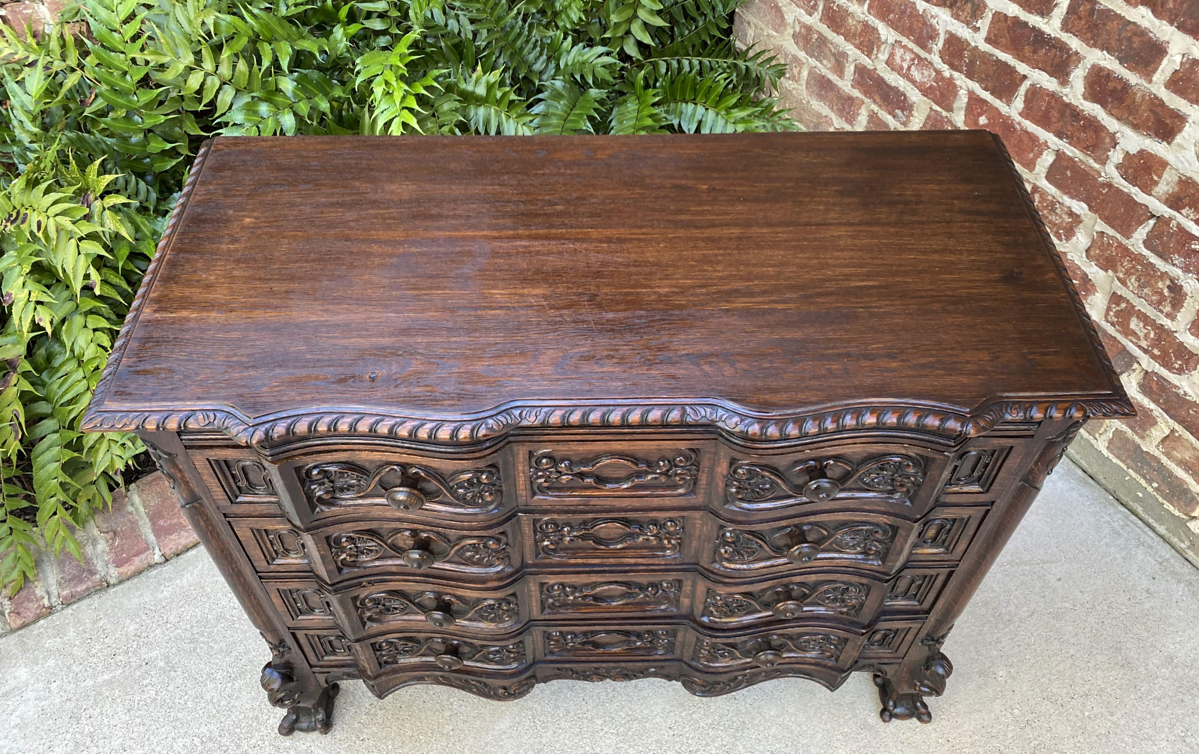Carved Antique French Chest of Drawers Commode Renaissance Cabinet Oak Sideboard Server