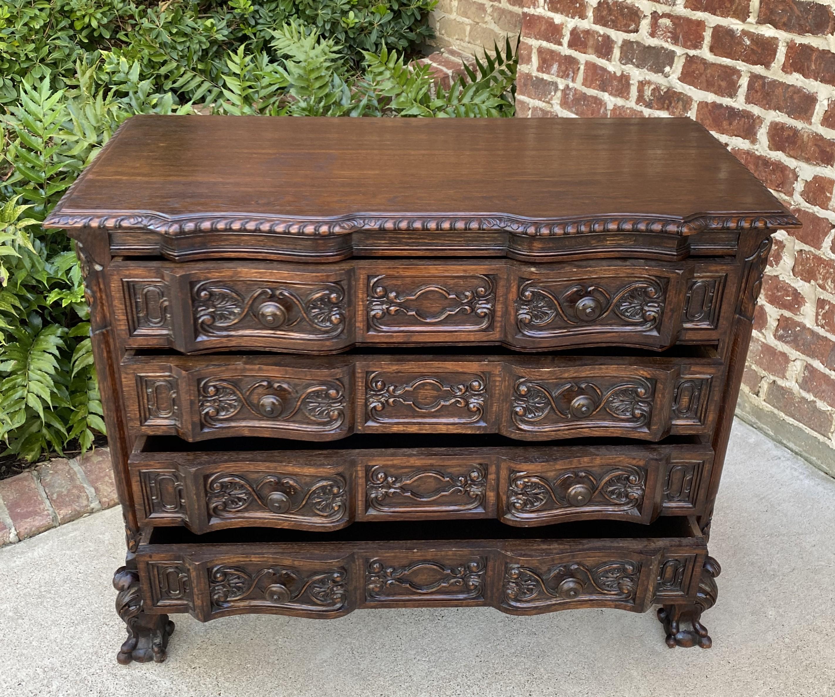 19th Century Antique French Chest of Drawers Commode Renaissance Cabinet Oak Sideboard Server
