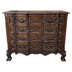 Antique French Chest of Drawers Commode Renaissance Cabinet Oak Sideboard Server