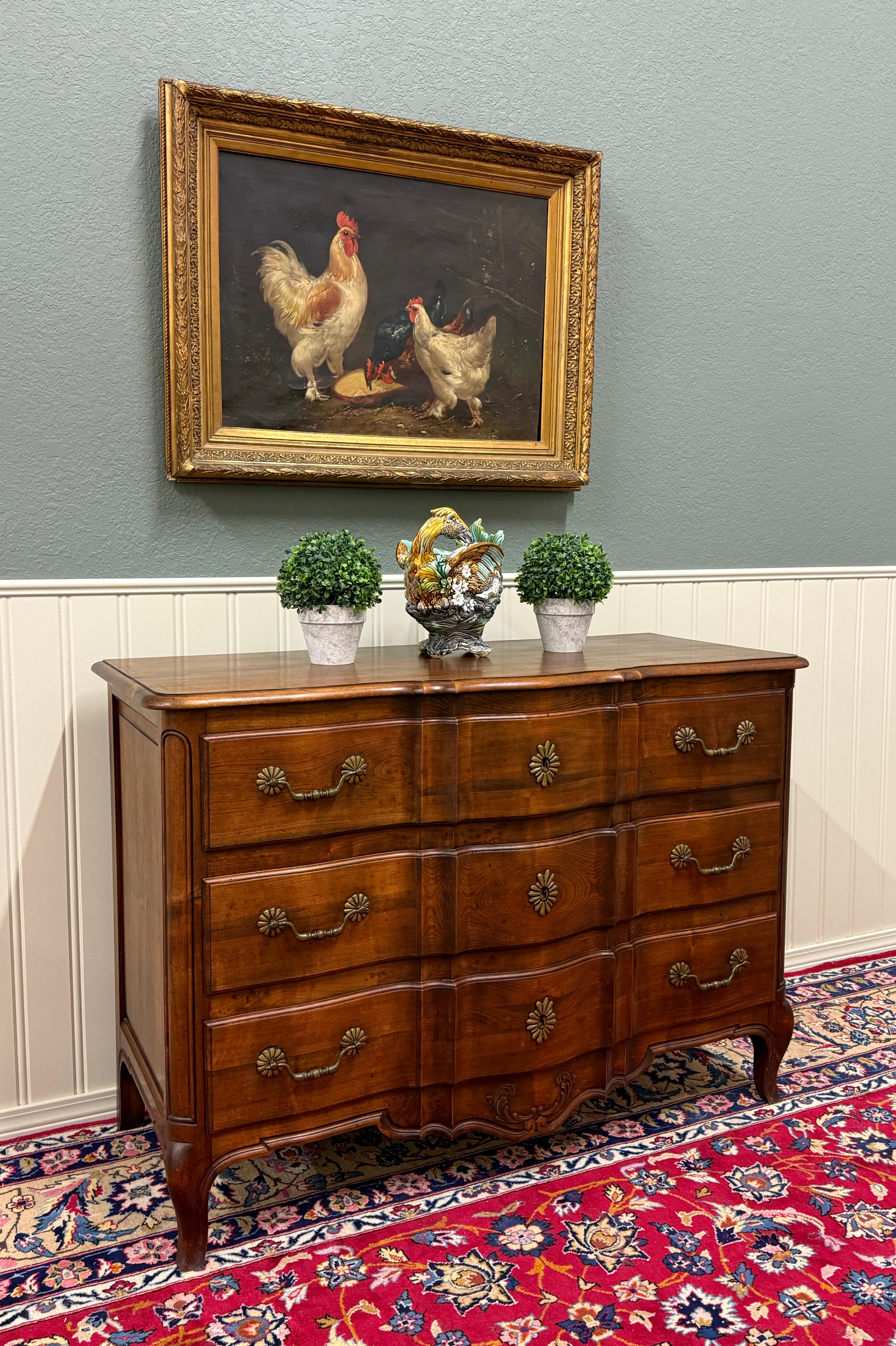 EXQUISITE Antique French Country Oak Louis XV Style Serpentine Front Chest of Drawers or Commode~~1930s

This is a SUPERB example of an antique French Country oak Louis XV style chest of drawers or commode~~beautifully carved with serpentine shaped