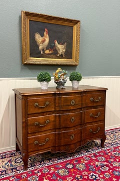 Antique French Chest of Drawers Commode Serpentine Carved Oak Louis XV c.1930s