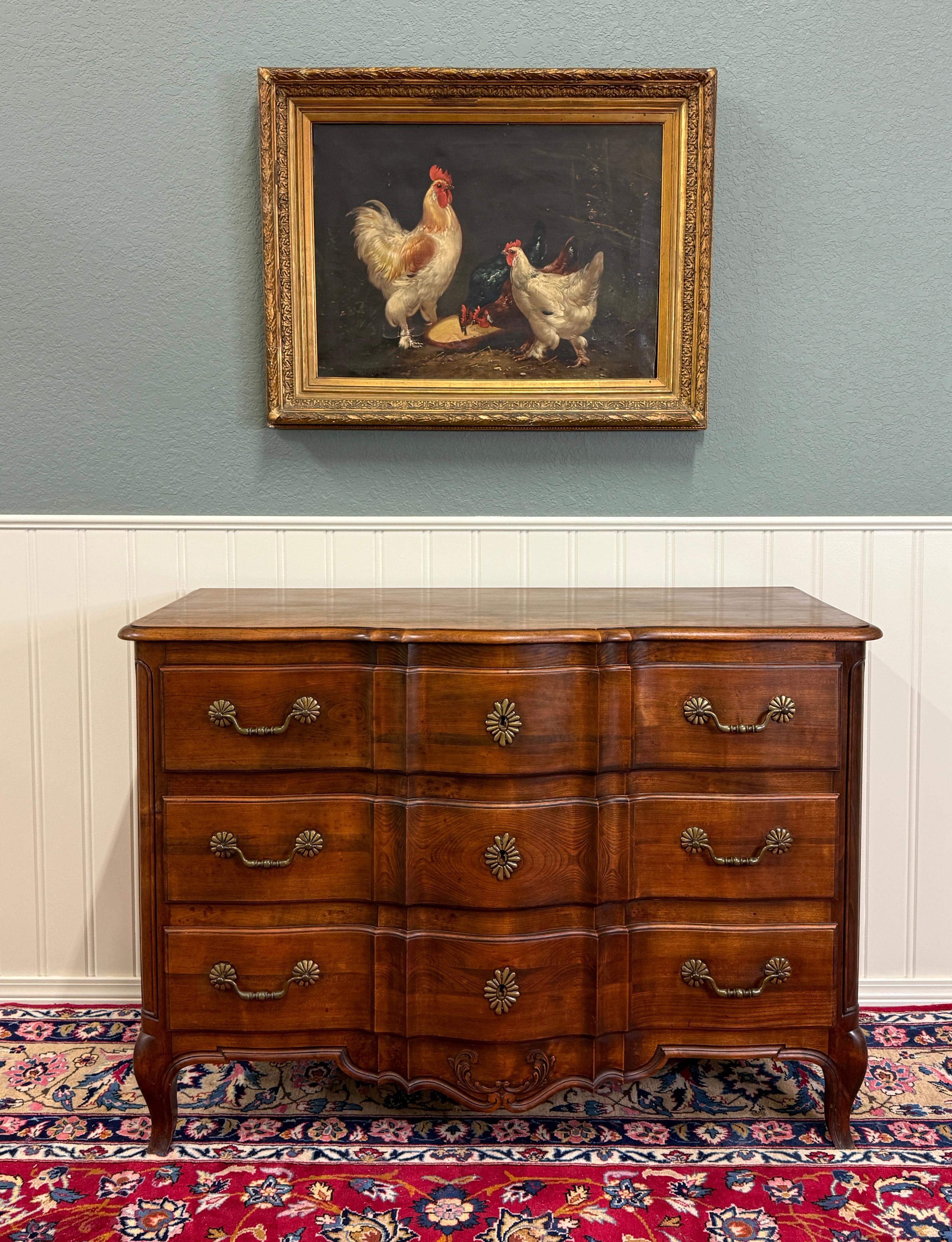 Antique French Chest of Drawers Commode Serpentine Carved Oak Louis XV c.1930s In Good Condition For Sale In Tyler, TX