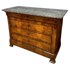 Antique French chest of drawers in burr walnut