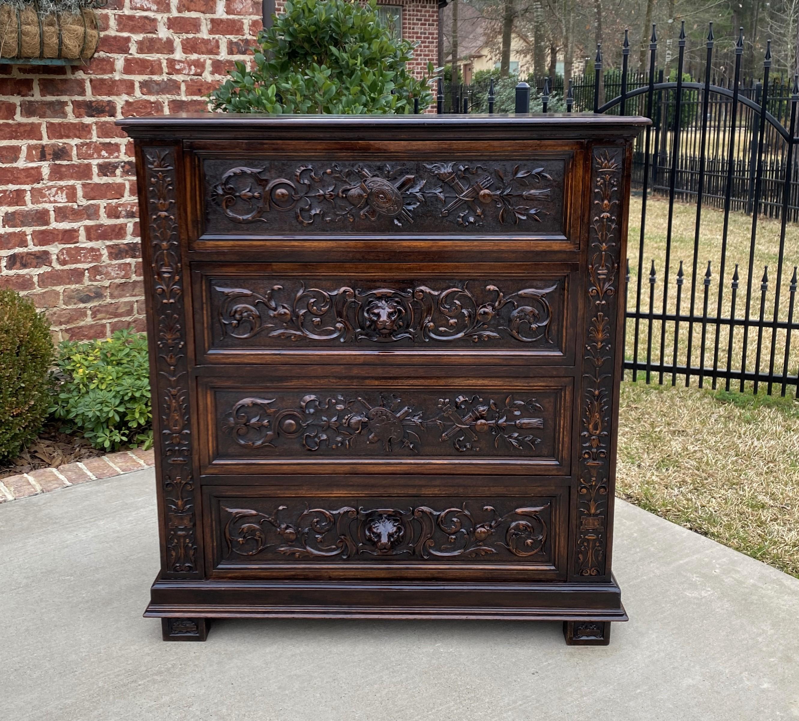 Stunning Antique French Oak 19th Century Renaissance Revival Chest of 4 Drawers~~c. 1880s 

This is only one of multiple exquisite pieces from our recent shipment~~wonderful hand-carved oak pieces in the highly sought after Black Forest, Gothic,