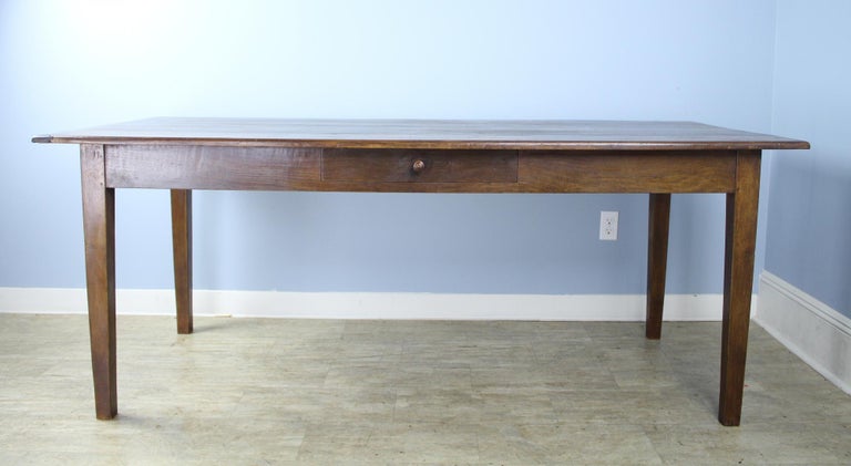 Antique French Chestnut Farm Table, One-Drawer In Good Condition For Sale In Port Chester, NY
