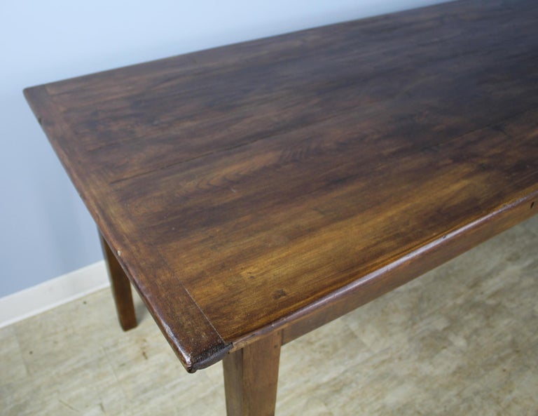 19th Century Antique French Chestnut Farm Table, One-Drawer For Sale