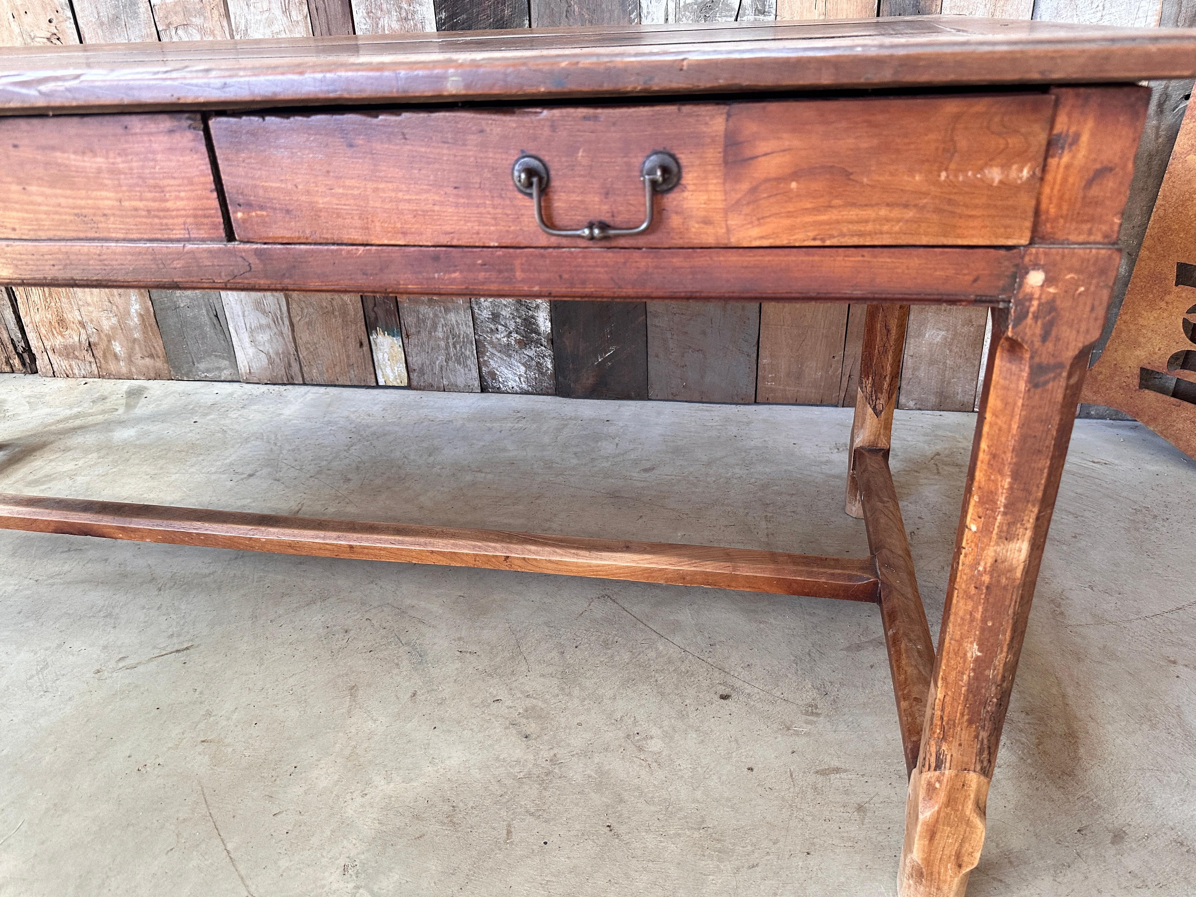 Antique French Chestnut Farmhouse Dining Table, c 1860 For Sale 8