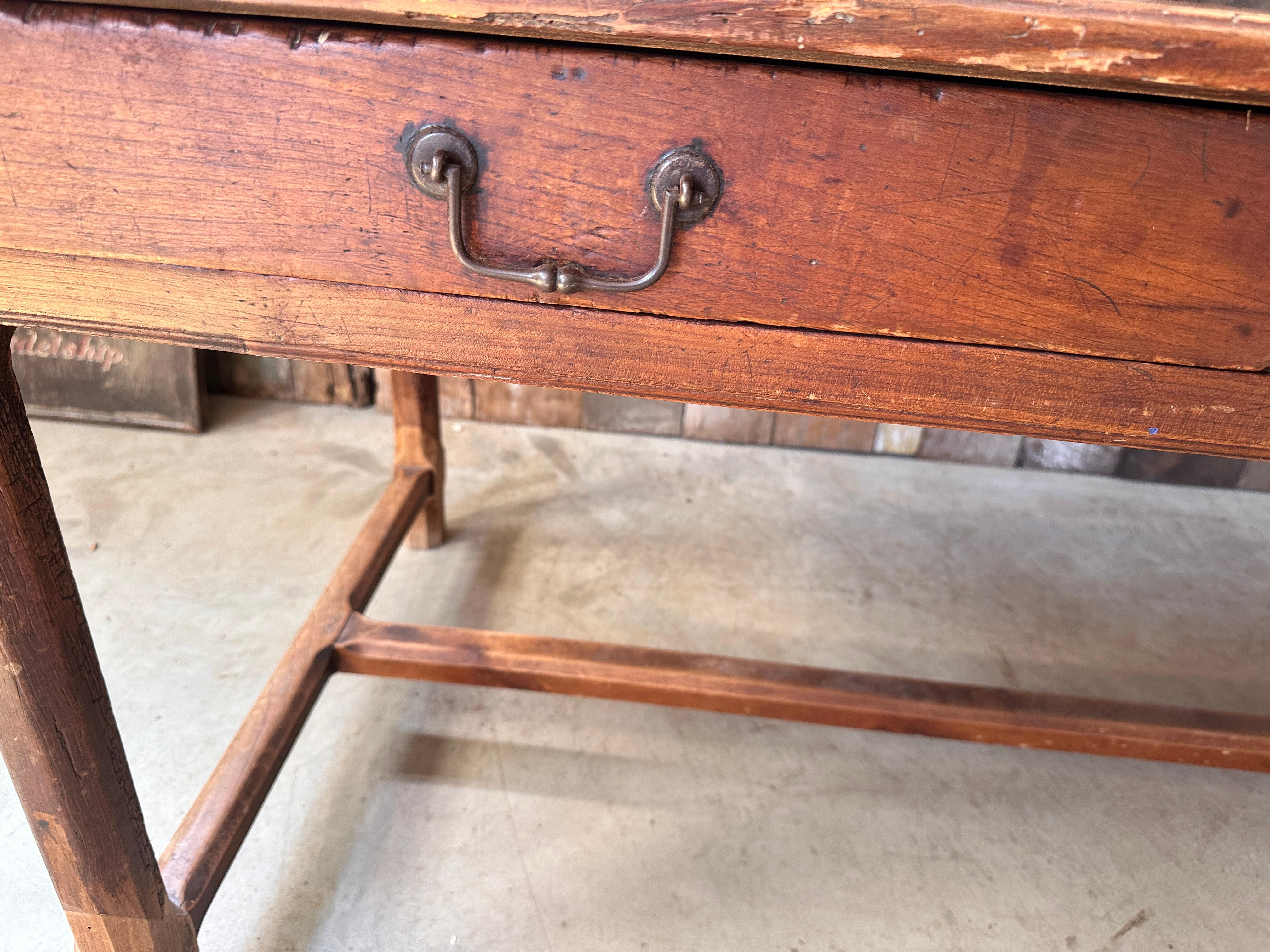 Antique French Chestnut Farmhouse Dining Table, c 1860 For Sale 10