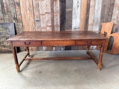 Antique French Chestnut Farmhouse Dining Table, c 1860