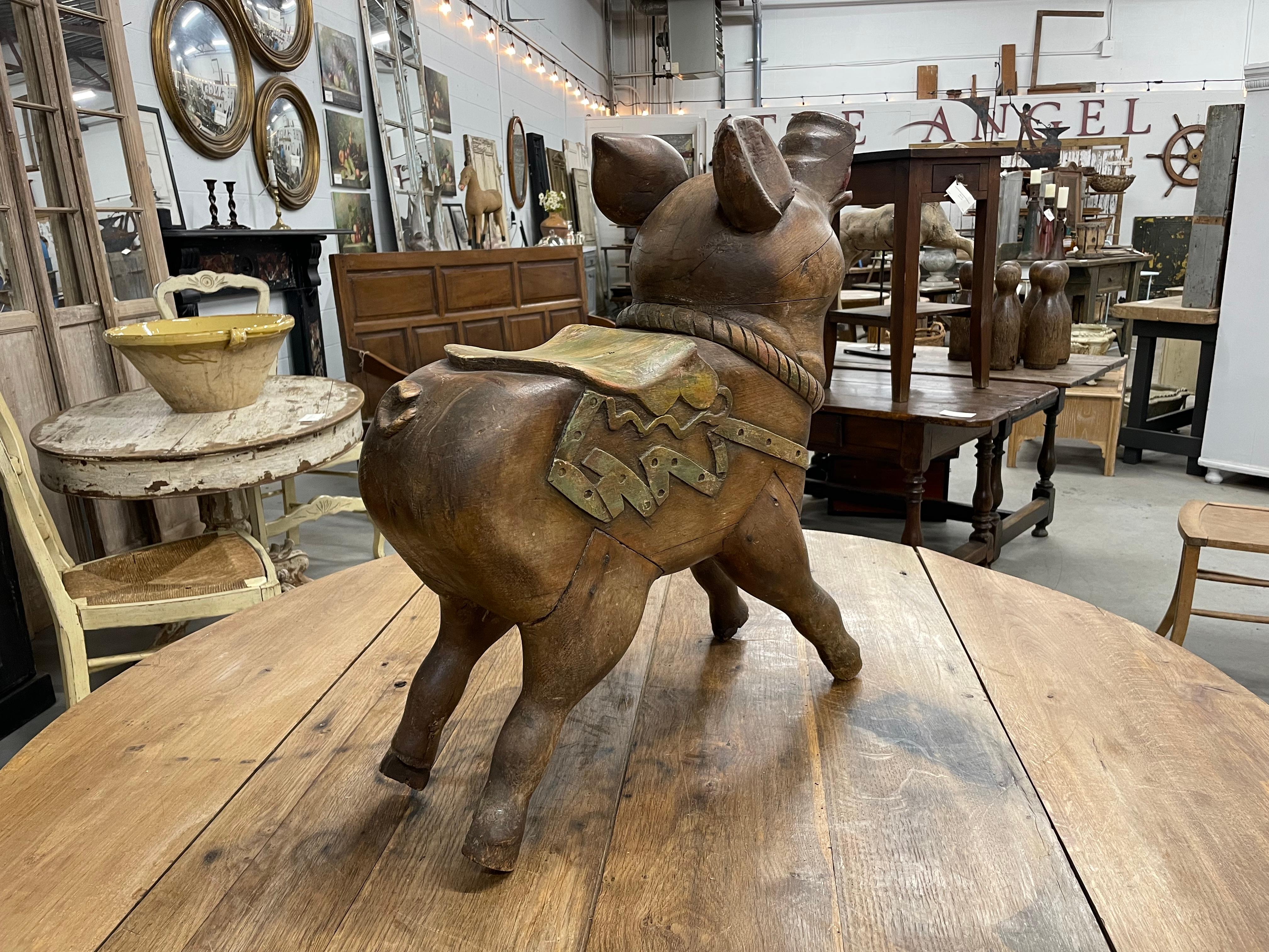 Antique French Children's Carousel Pig In Good Condition For Sale In Calgary, Alberta
