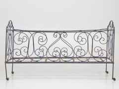 Antique French Child's Bed in Original Paint from Toulouse, France
