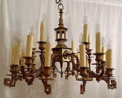Antique French Chinoiserie Bronze D' Ore 24 Light Chandelier, Circa 1890.