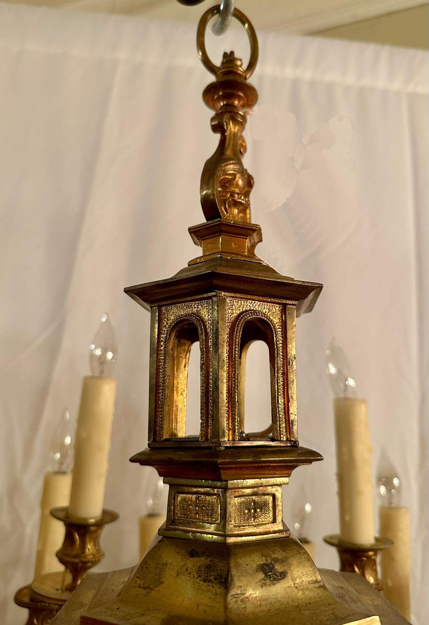 Français Lustre d' Ore 24 feux de Chinoiserie française ancienne en bronze, vers 1890. en vente