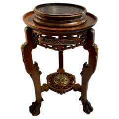 Antique French Chinoiserie Carved Teak Stand with Ormolu Mounts.