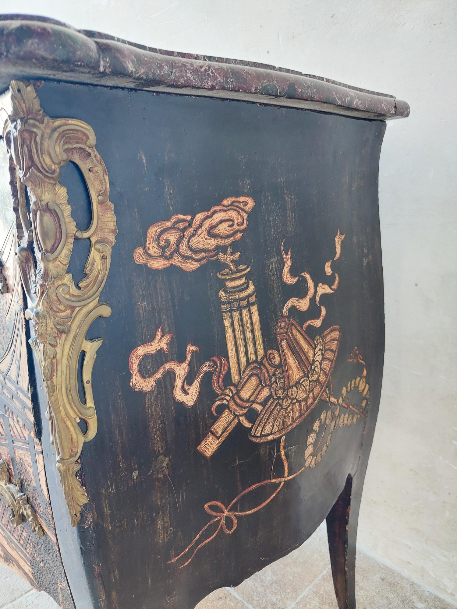 Antique French Chinoiserie Commode 19th Century For Sale 11