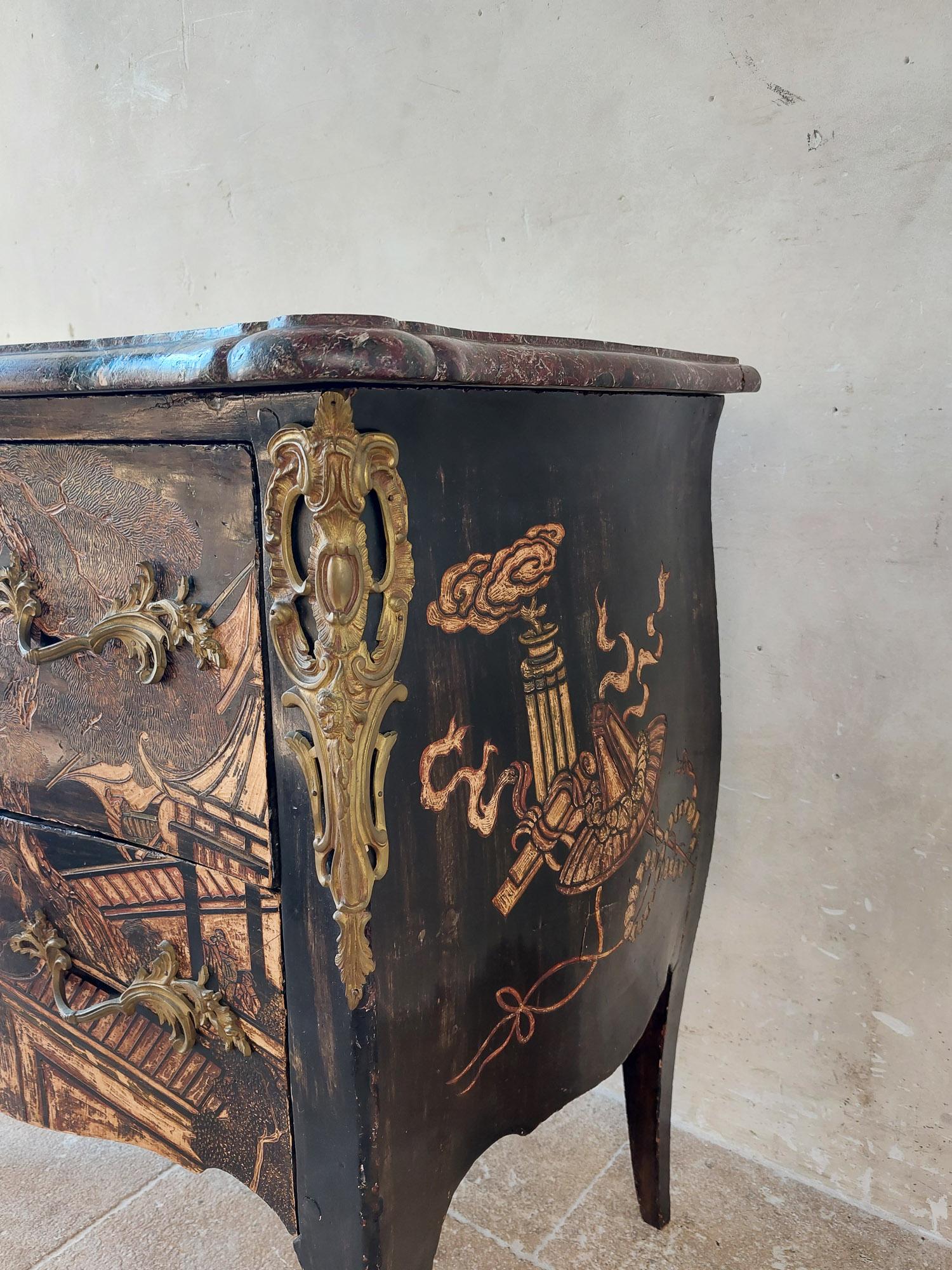 Antique French Chinoiserie Commode 19th Century For Sale 12