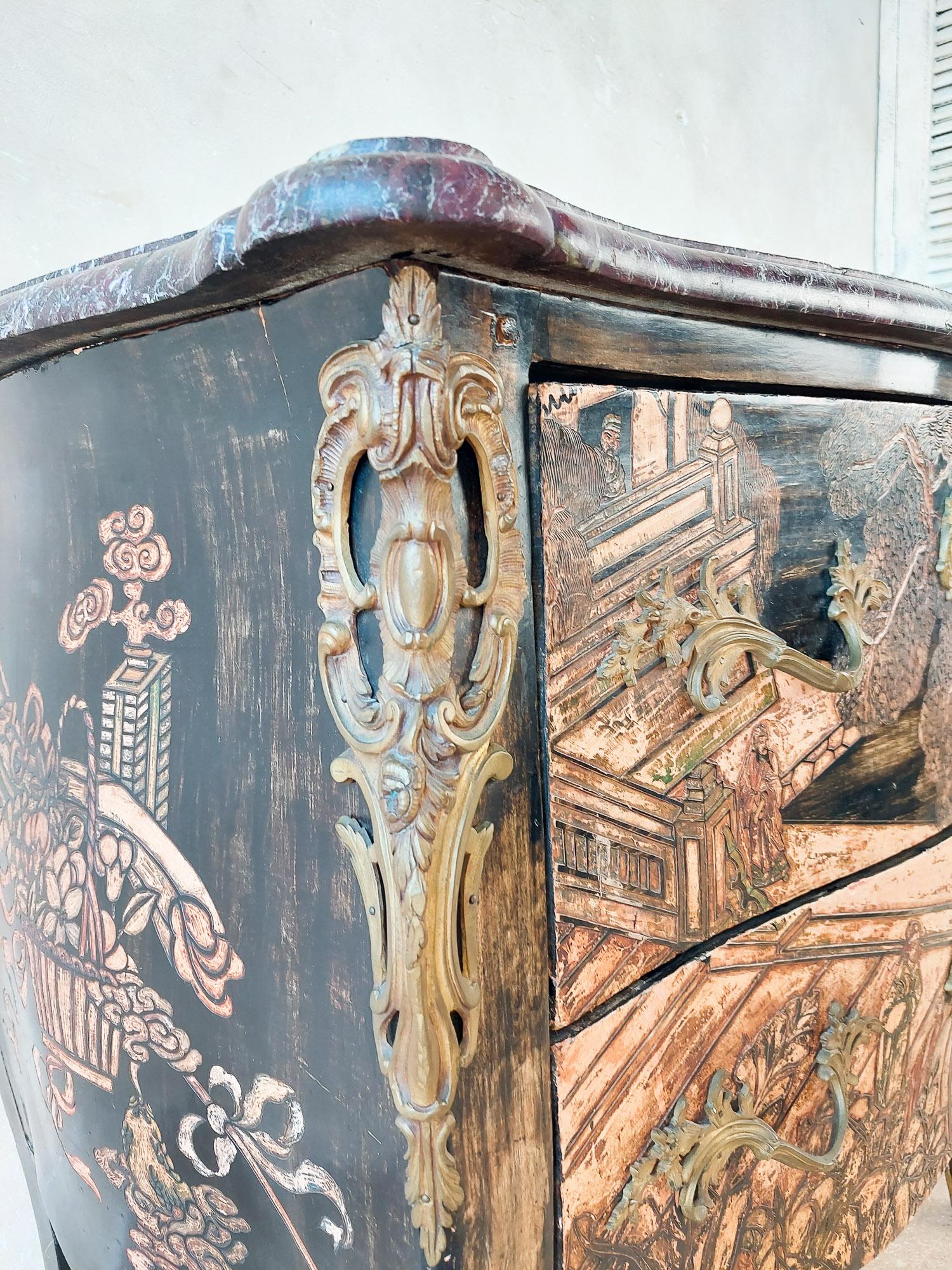 Antique French Chinoiserie Commode 19th Century For Sale 1