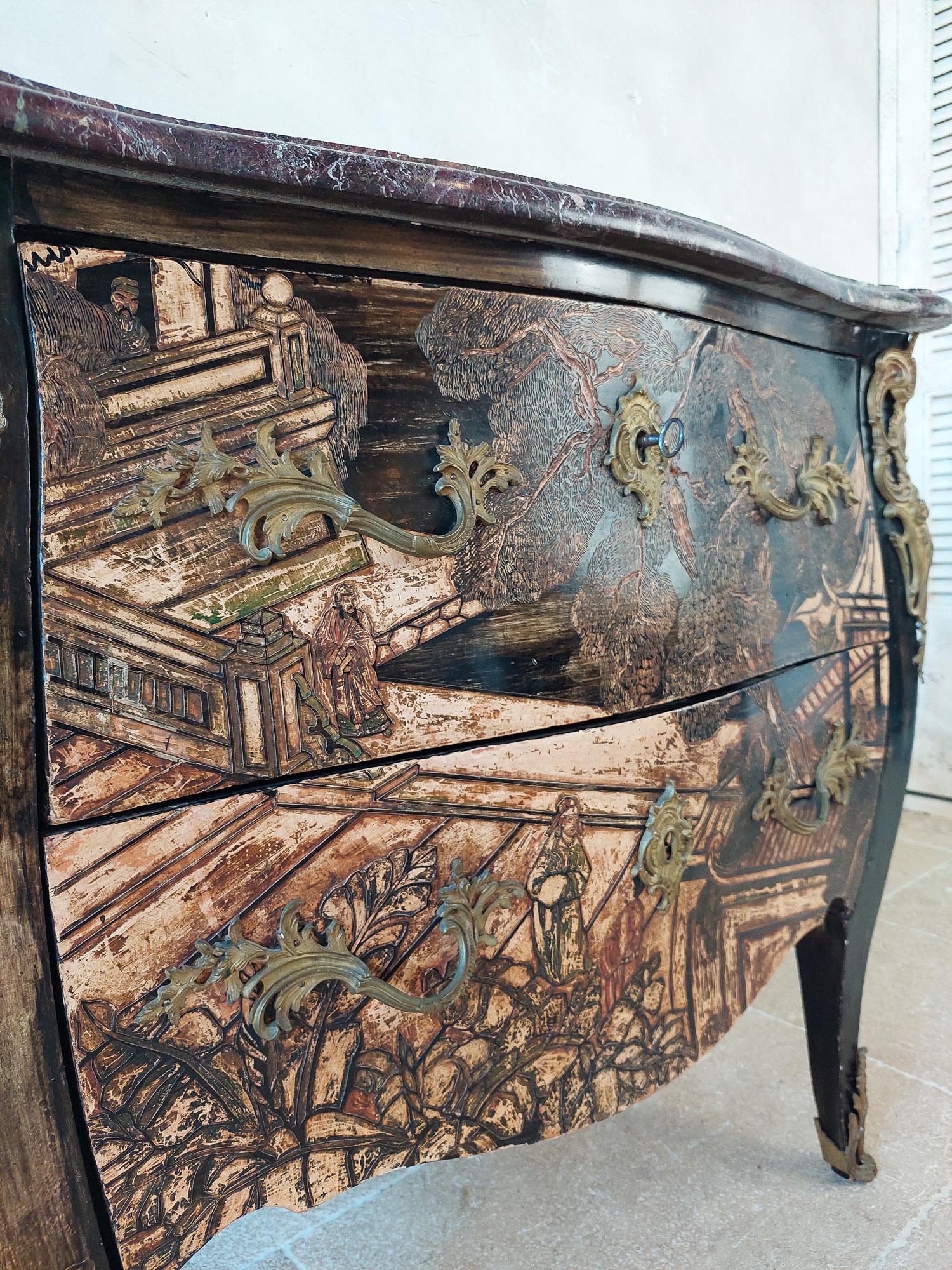Antique French Chinoiserie Commode 19th Century For Sale 3