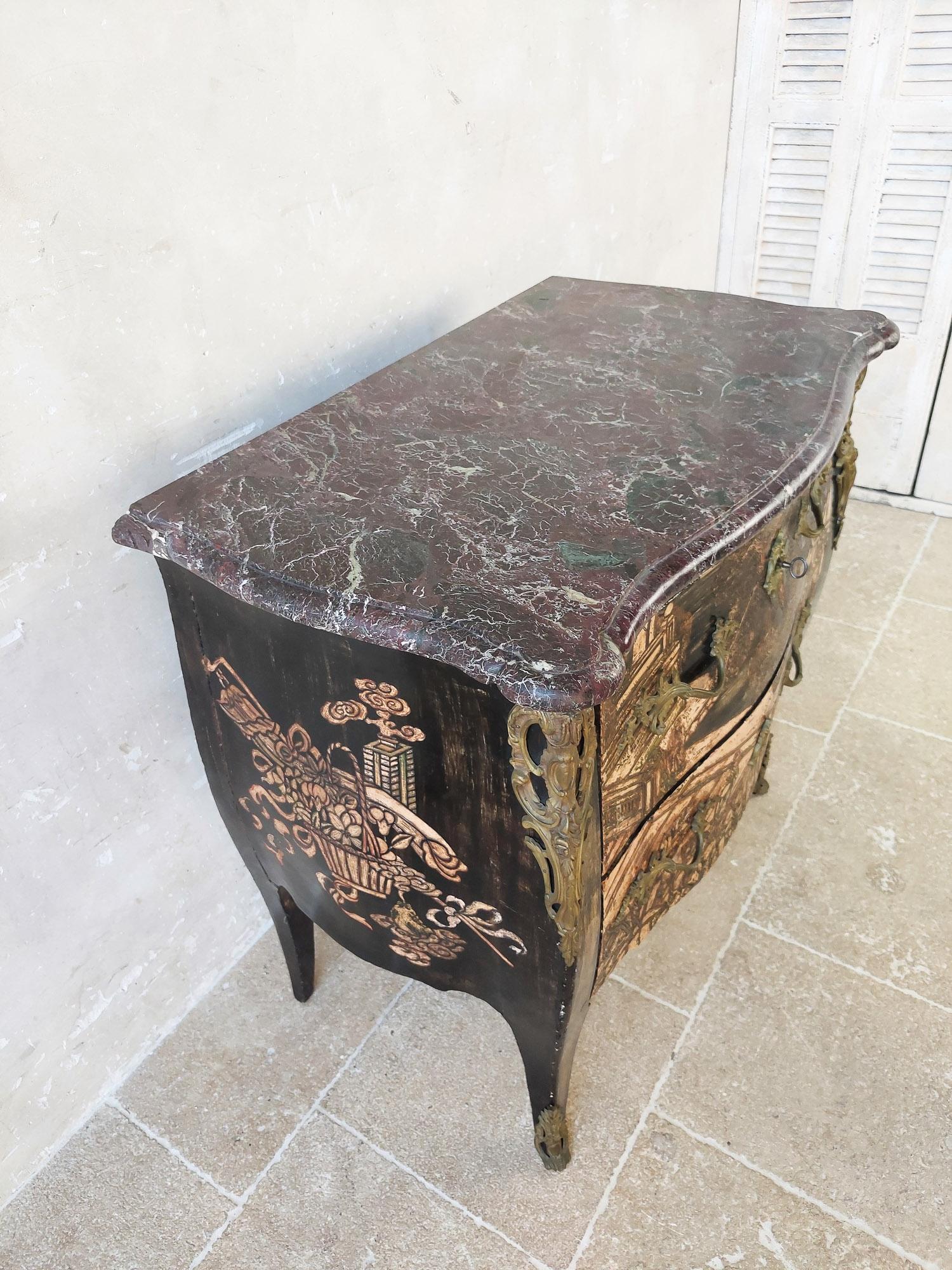 Antique French Chinoiserie Commode 19th Century For Sale 5