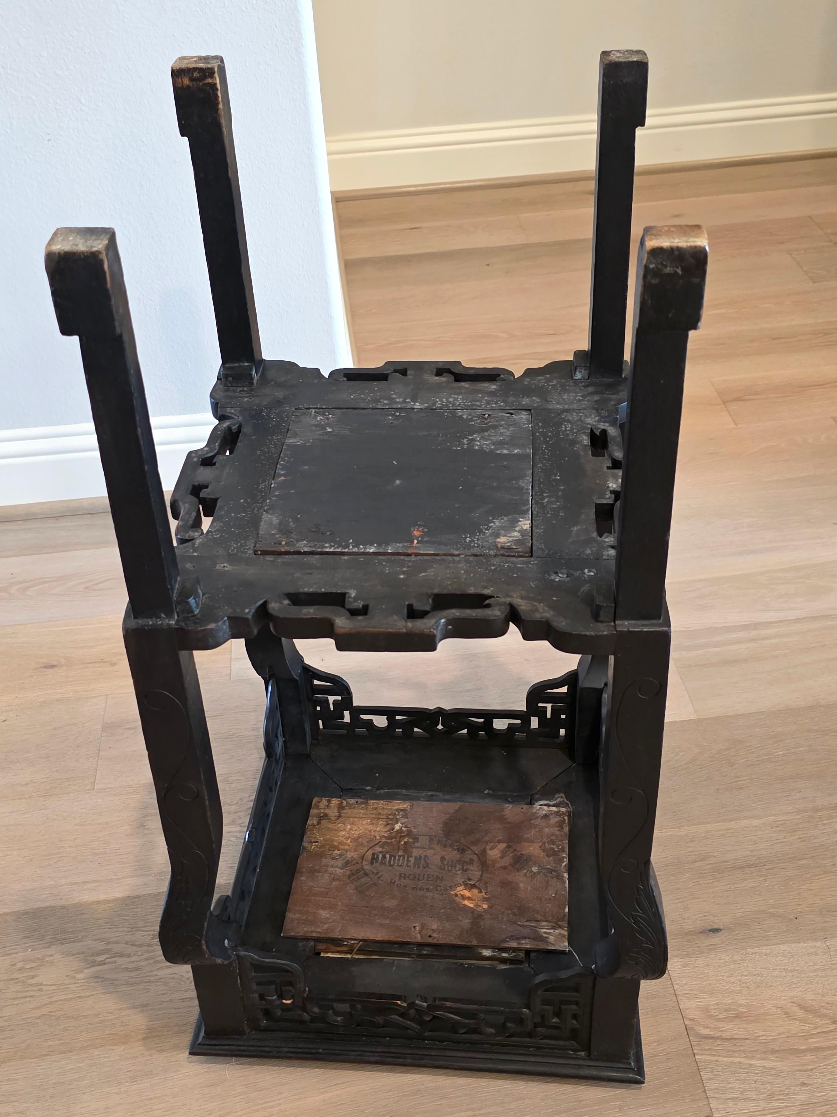 Antique French Chinoiserie Japonisme Viardot Longwy Ceramic Ebonized Table Stand For Sale 10