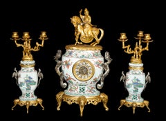 Antique French Chinoiserie Ormolu and Porcelain garniture Set in St of E. Liever